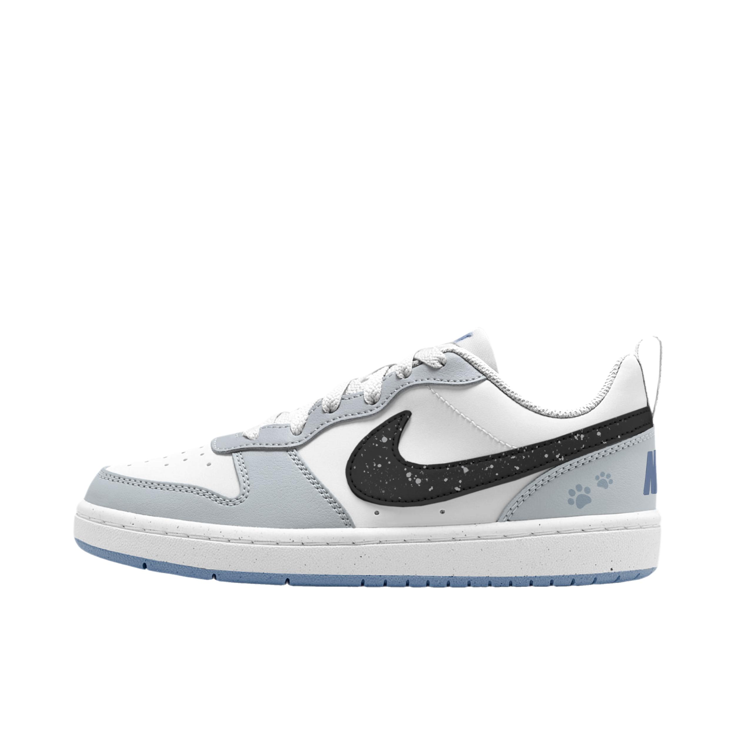 推荐商品：【定制球鞋】 Nike Court Borough 板鞋 防滑防水轻便减震手绘减龄做旧甜酷高街合成革甜妹包裹性复古婚鞋增高小白鞋薄底秋冬脏脏鞋 女款/星尘萌爪