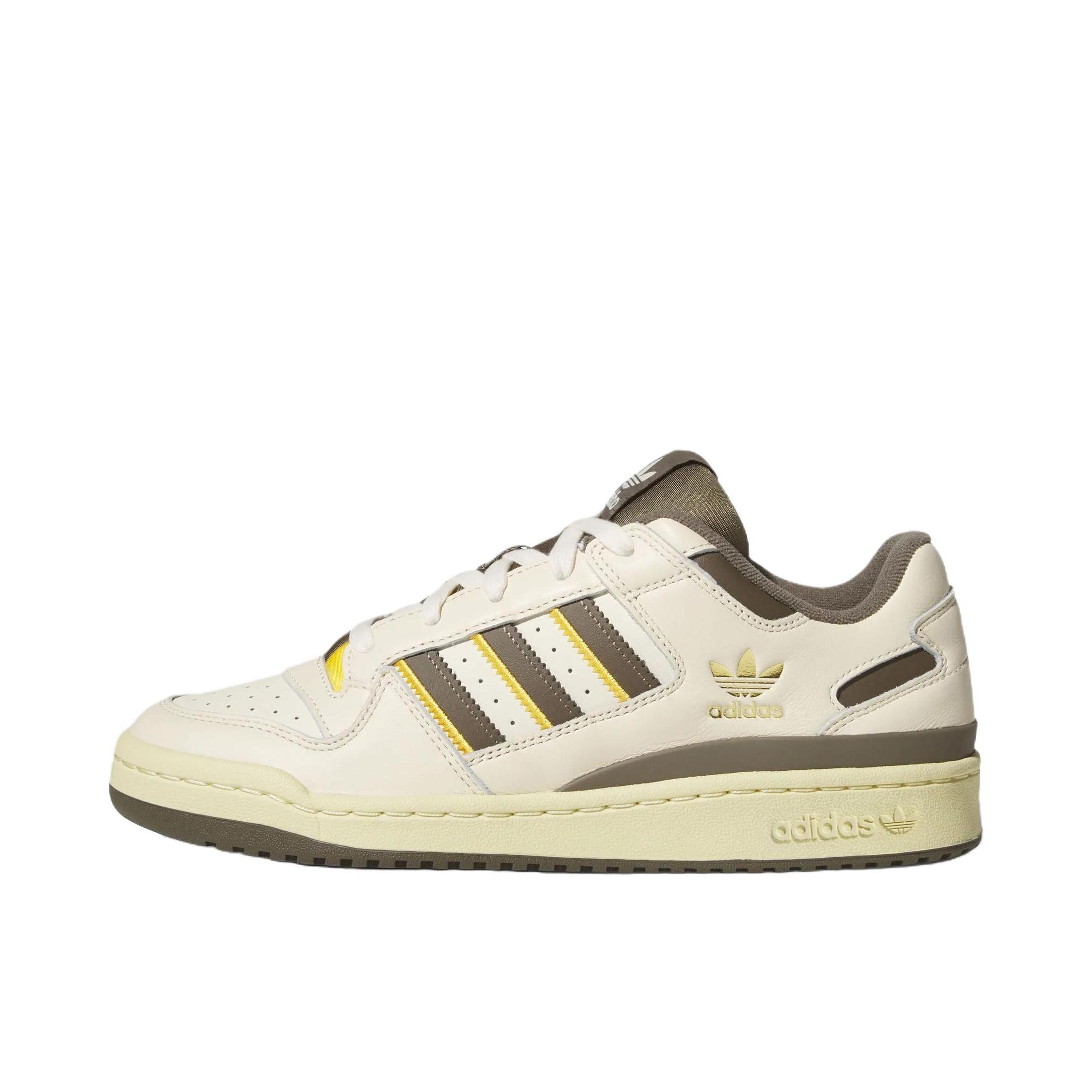 推荐商品：adidas Originals FORUM LOW 板鞋 复古城市风舒适防滑耐磨篮球风增高薄底 乳白色/树桠褐/日光黄