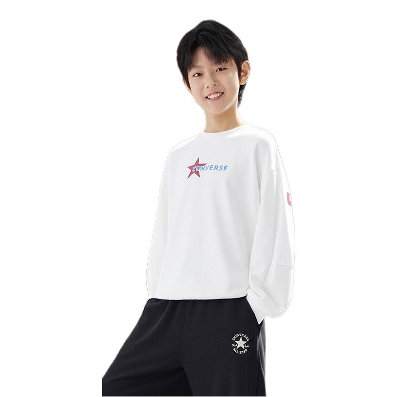 推荐商品：Converse/匡威童装 2026AW 套头字母圆领长袖卫衣 中大童 CV2632408GS 古典白