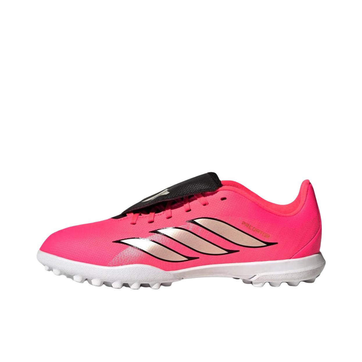 推荐商品：adidas Predator Club TF 入门 胶质碎钉 人造草地室外硬地 缓震防滑 足球鞋 大童/粉色