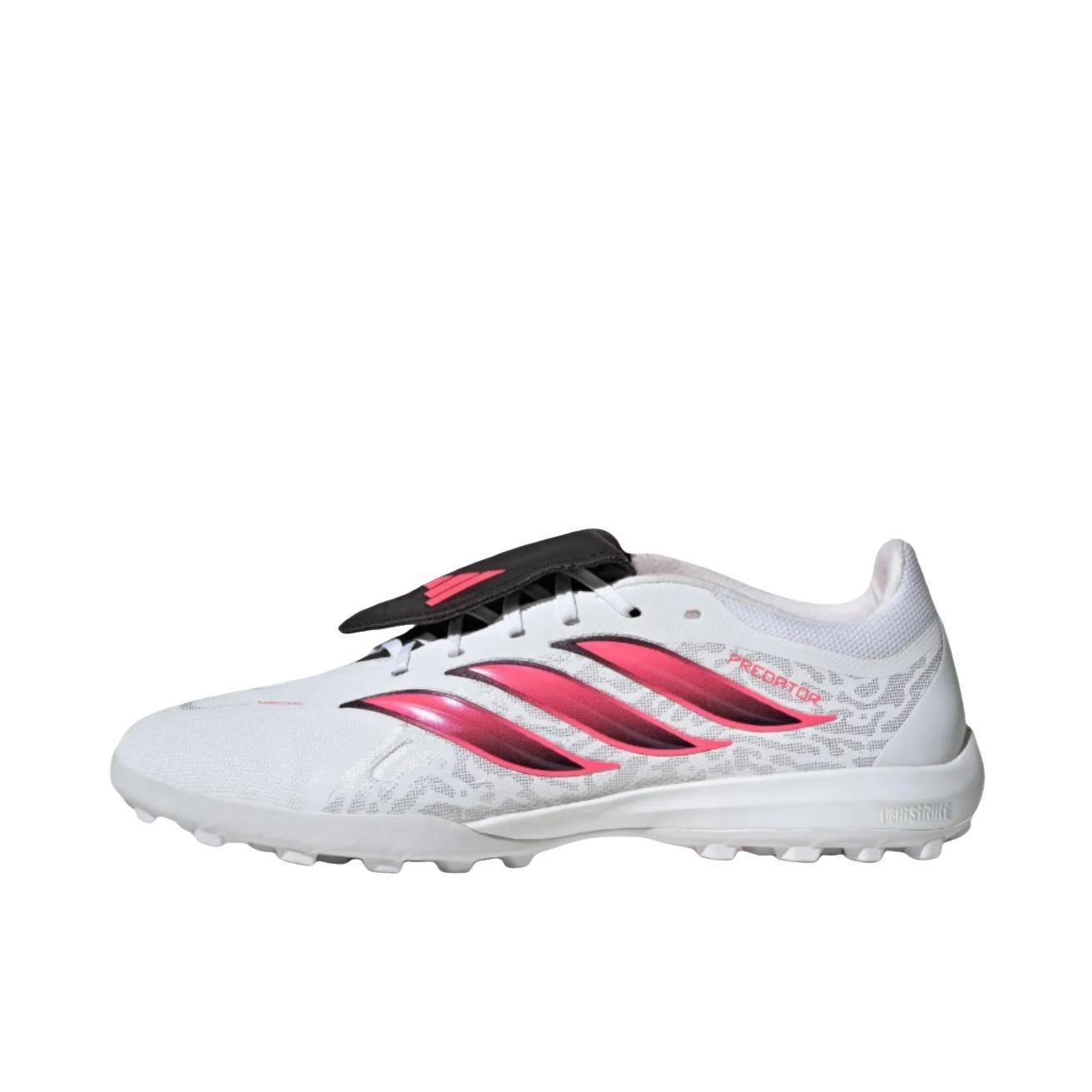 推荐商品：adidas Predator Club FT TF 足球鞋 中端金属碎钉人造草地 纯白色/漩涡荧光红/黑色