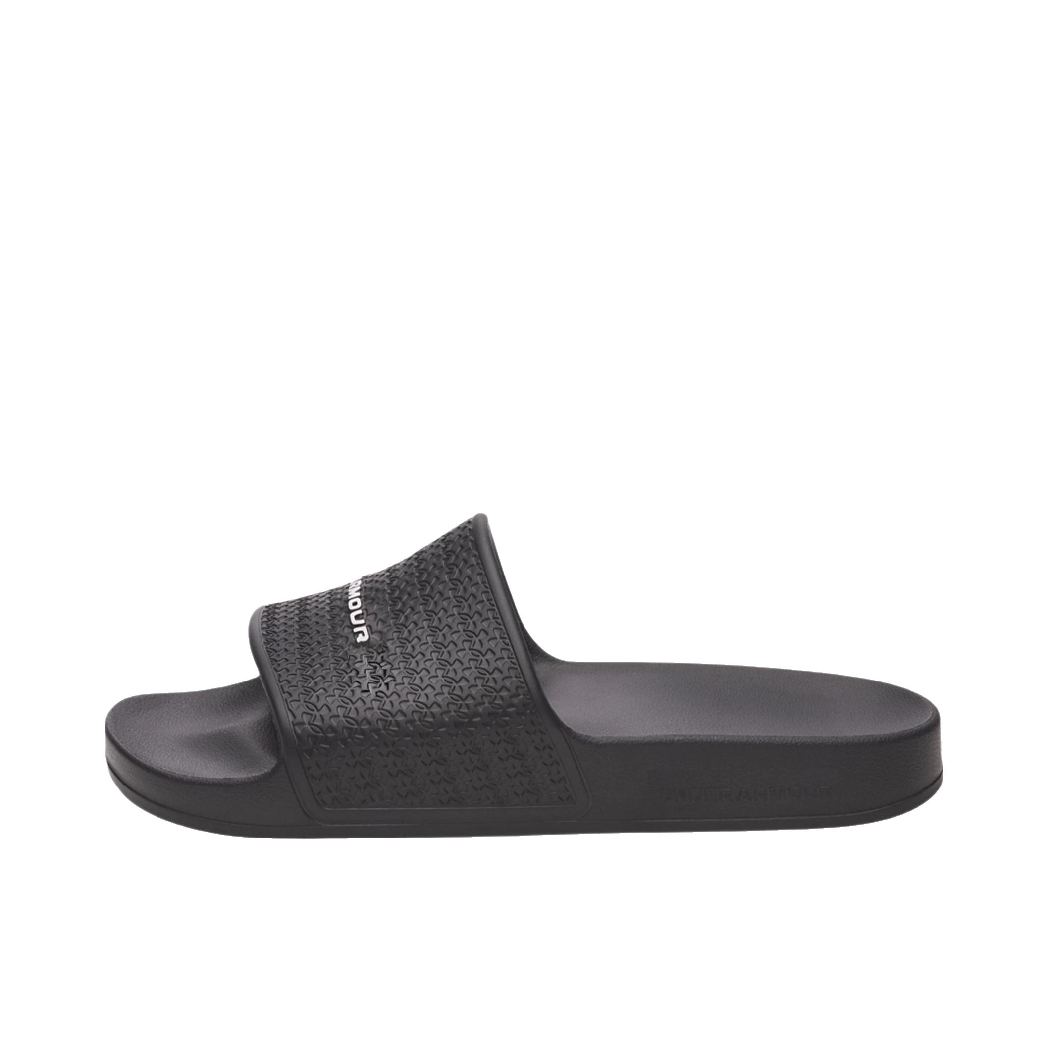 推荐商品：Under Armour/安德玛 Armor Slide Lite 拖鞋 一字低跟平跟 深黑色
