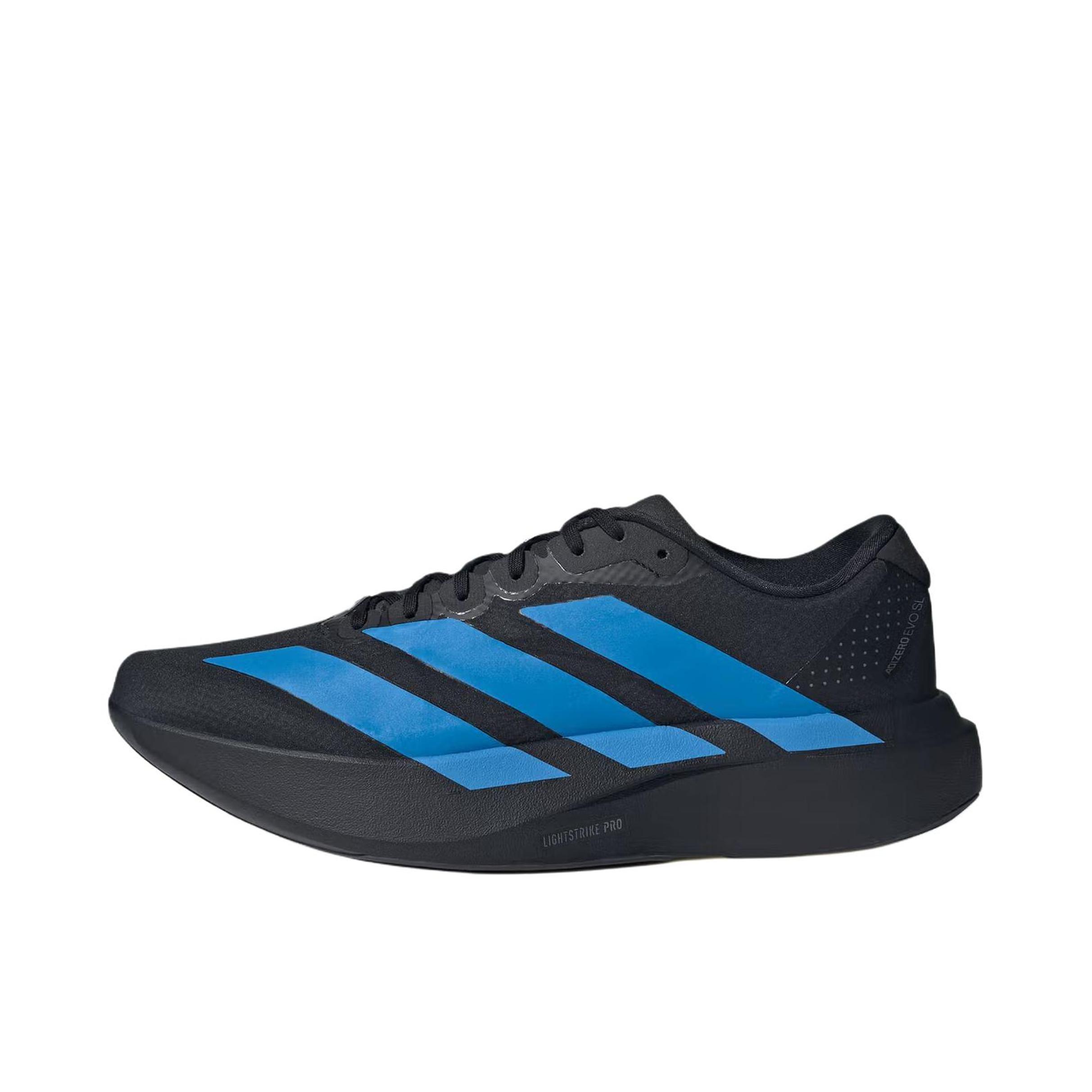 推荐商品：【梅西同款】 adidas Adizero Evo SL 跑鞋 缓震防滑圆头轻便运动马拉松竞速训练 深黑色/蓝色