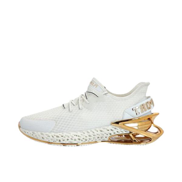 推荐商品：Philipp Plein Thunder Force 跑鞋 透气舒适圆头 白色/金色