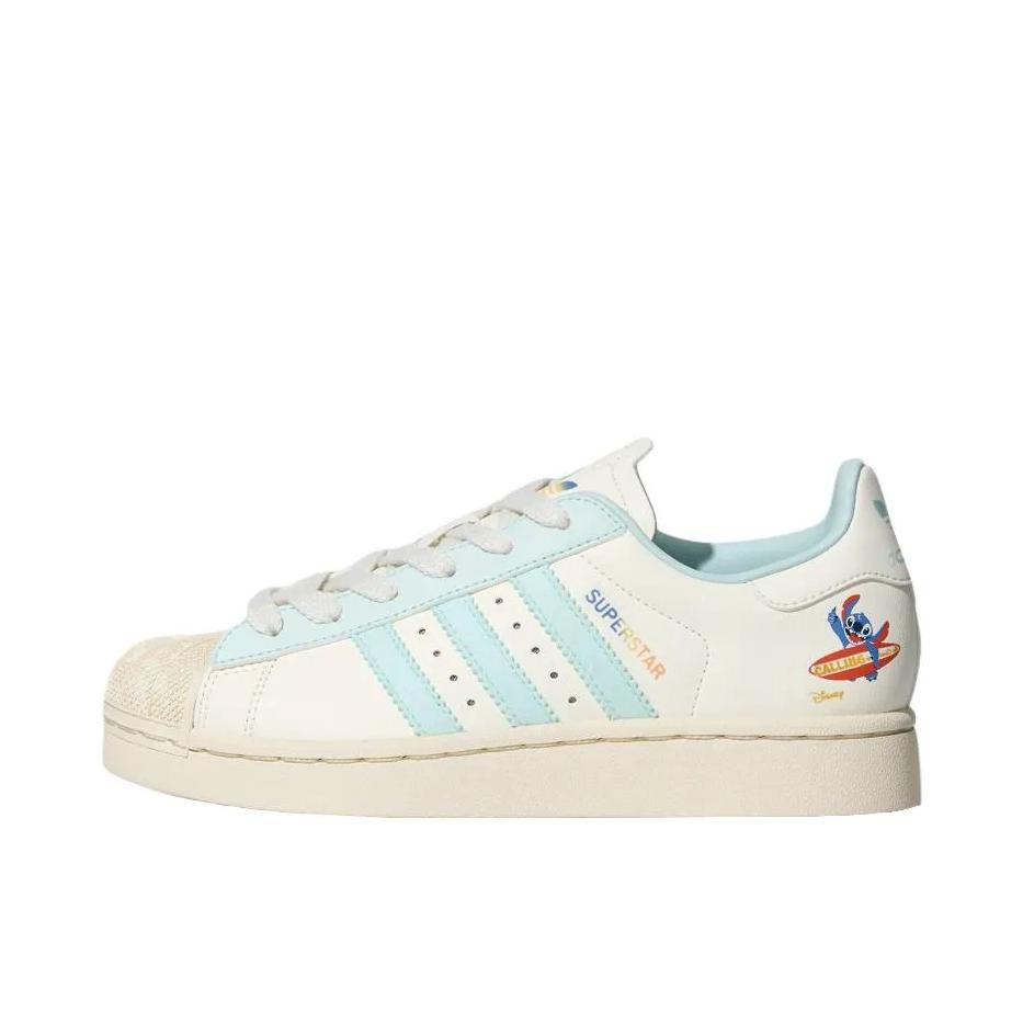 推荐商品：adidas Originals Superstar 2 板鞋 复古防滑耐磨贝壳头贴合圆头支撑 Disney/迪士尼联名款/大童/白色/淡蓝色