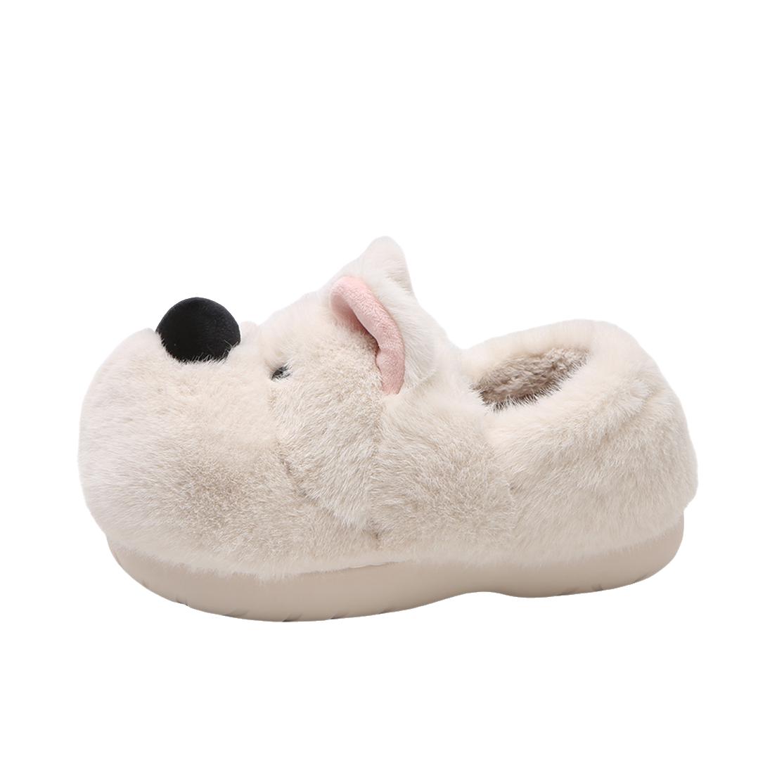 推荐商品：SHIGUDE/施古德 拖鞋 可爱包跟毛绒冬季 D2508qbfegg-1 加绒/女款/白色