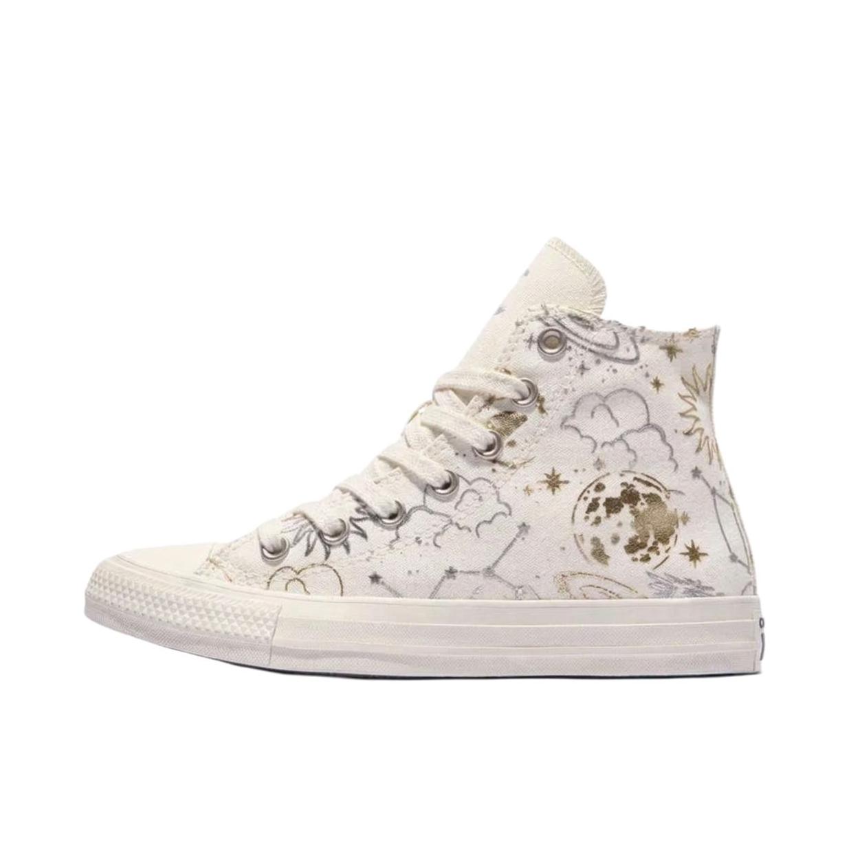推荐商品：Converse/匡威 Chuck Taylor All Star 帆布鞋 常青款轻便防滑耐磨百搭复古圆头减震贴合高帮 高帮/纯白色/金色