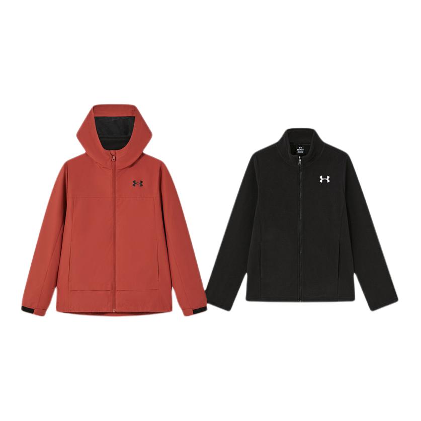 推荐商品：Under Armour/安德玛童装 户外三合一梭织冲锋衣 中大童 261308900 铁锈红