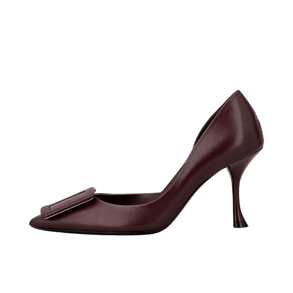 推荐商品：ROGER VIVIER/罗杰维维亚 Viv'in The City D'Orsay 高跟鞋 尖头浅口一脚蹬 酒红色