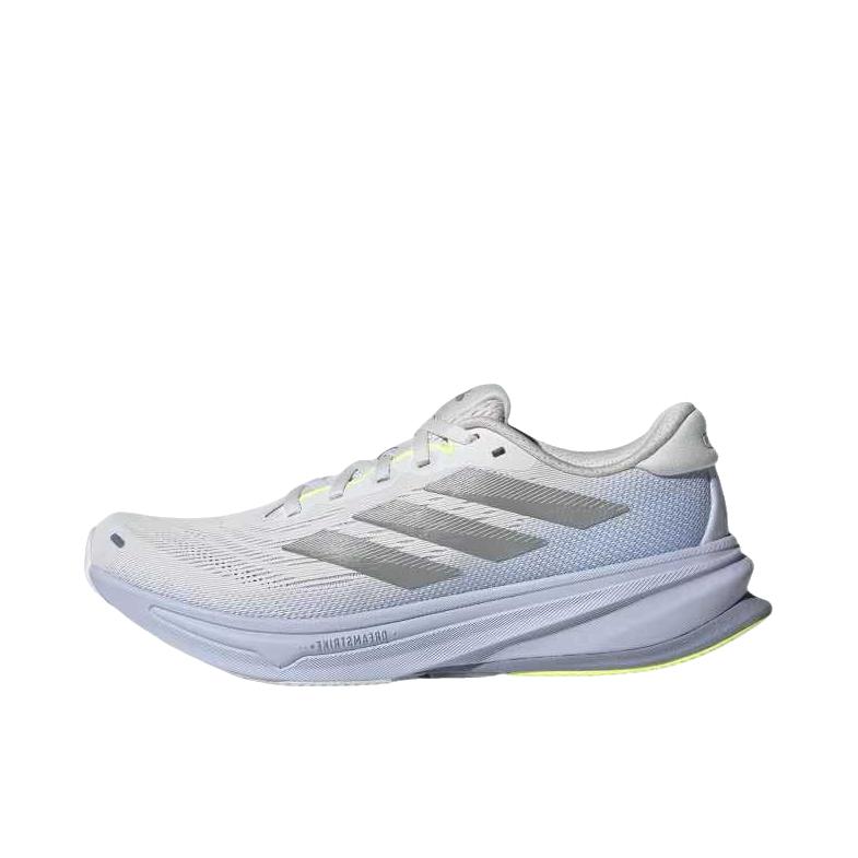 推荐商品：adidas SUPERNOVA Rise 2 跑鞋 缓震回弹稳定透气防滑耐磨防水支撑轻便贴合柔弹 浅灰色/哑光银/银紫罗兰