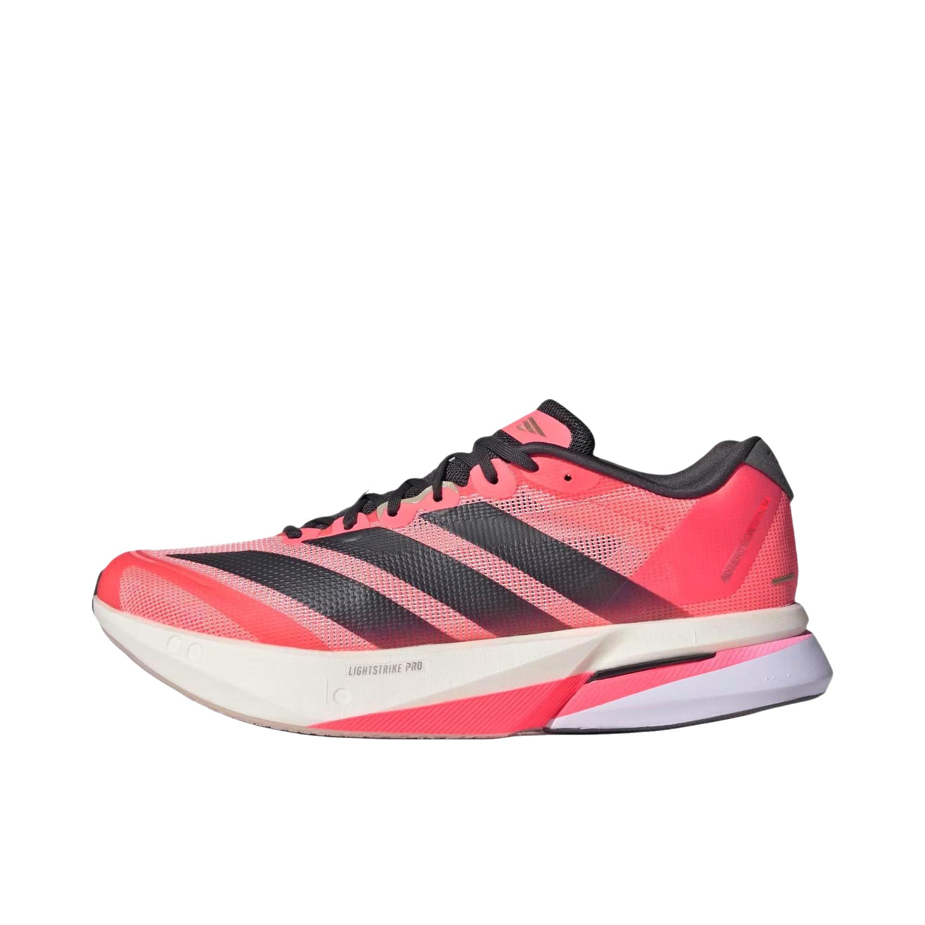 推荐商品：adidas Adizero Boston 13 跑鞋 低帮系带防滑耐磨透气玻纤柱竞训支撑贴合 太阳涡轮/碳纤维/炭黑色