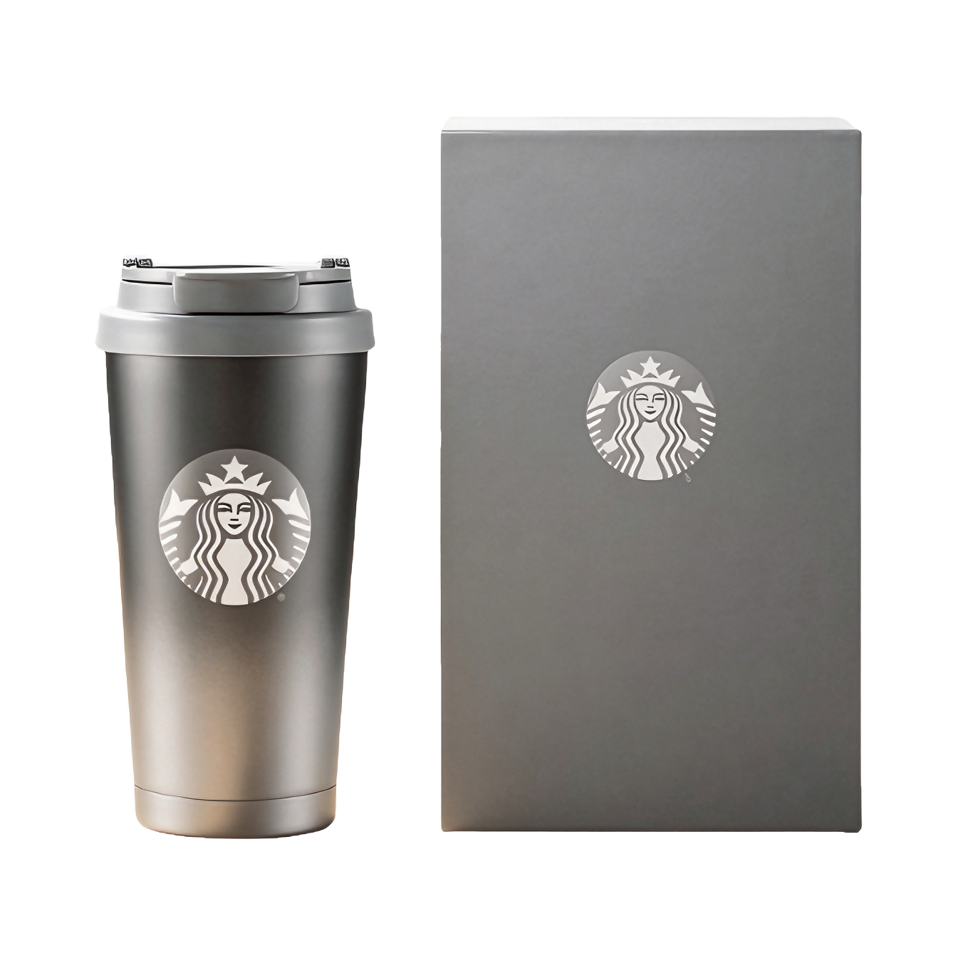 starbucks/星巴克 经典系列 500ml 黑银渐变款 直饮式 不锈钢 保温杯 礼盒装 11195266 黑银渐变