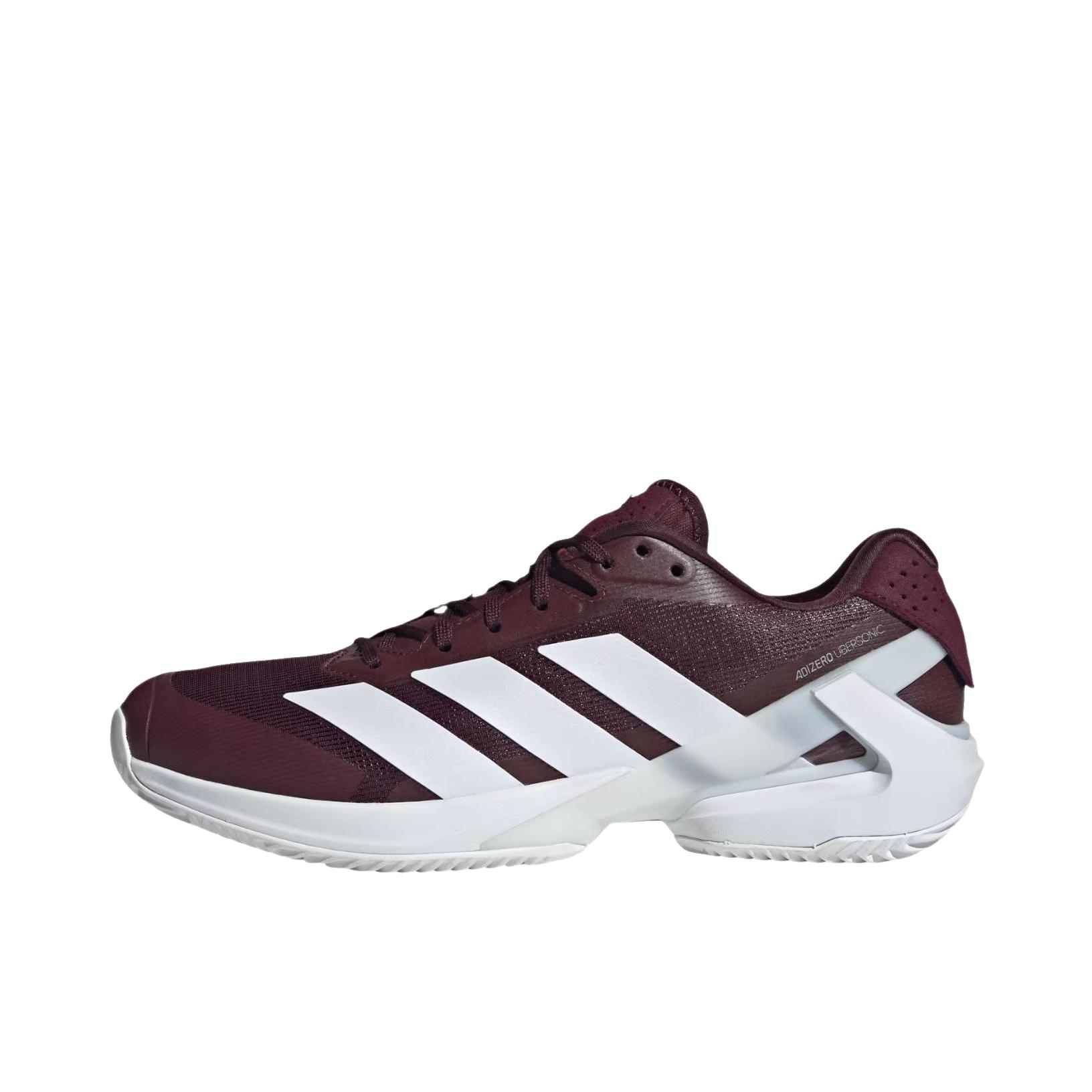 推荐商品：adidas Adizero Ubersonic 5 防滑 耐磨 贴合 低帮 平跟 网球鞋 酒红色/银色/金属色/黑色