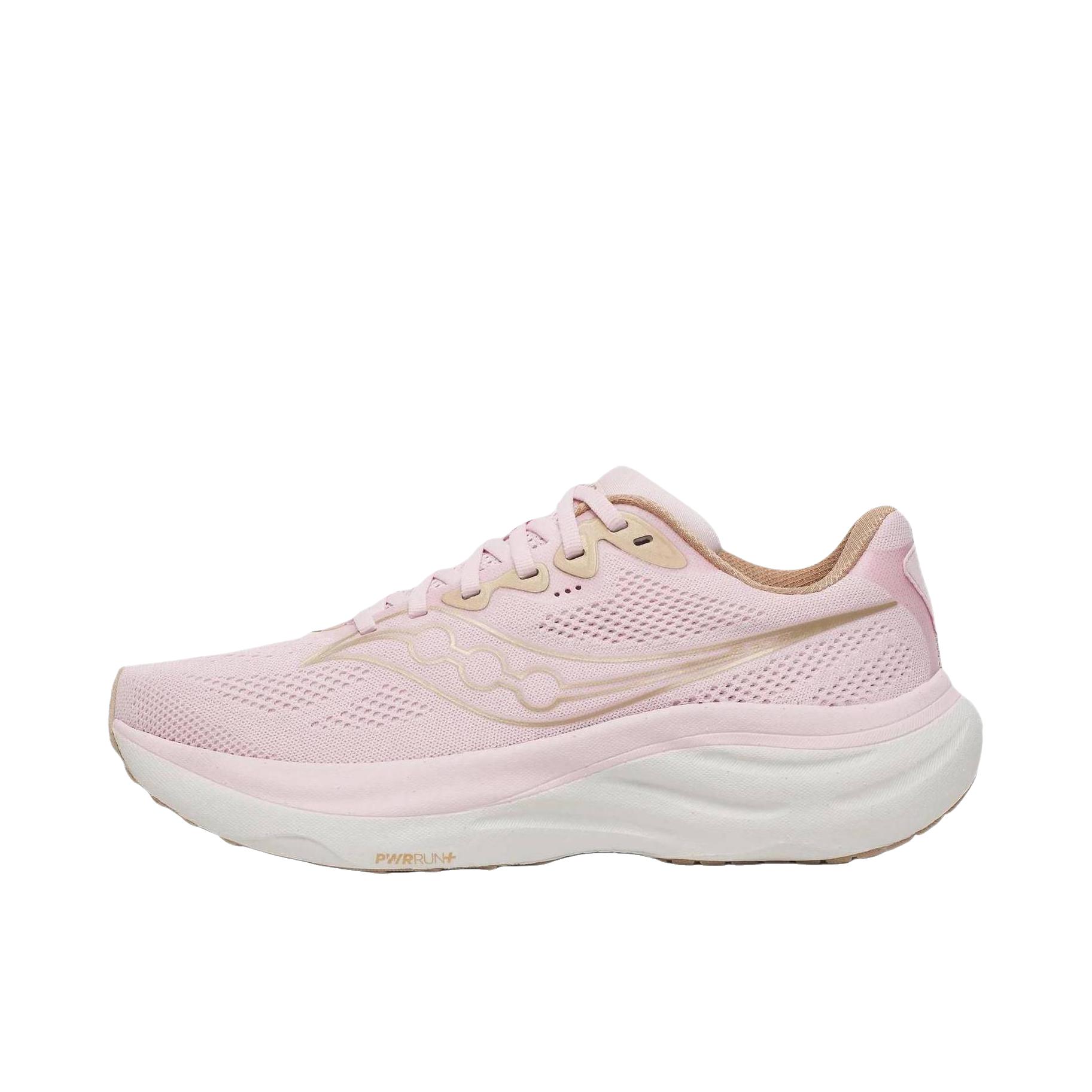 推荐商品：Saucony/索康尼 RIDE 驭途 19 跑鞋 慢跑回弹网布情侣训练耐穿轻便减震 女款/粉色