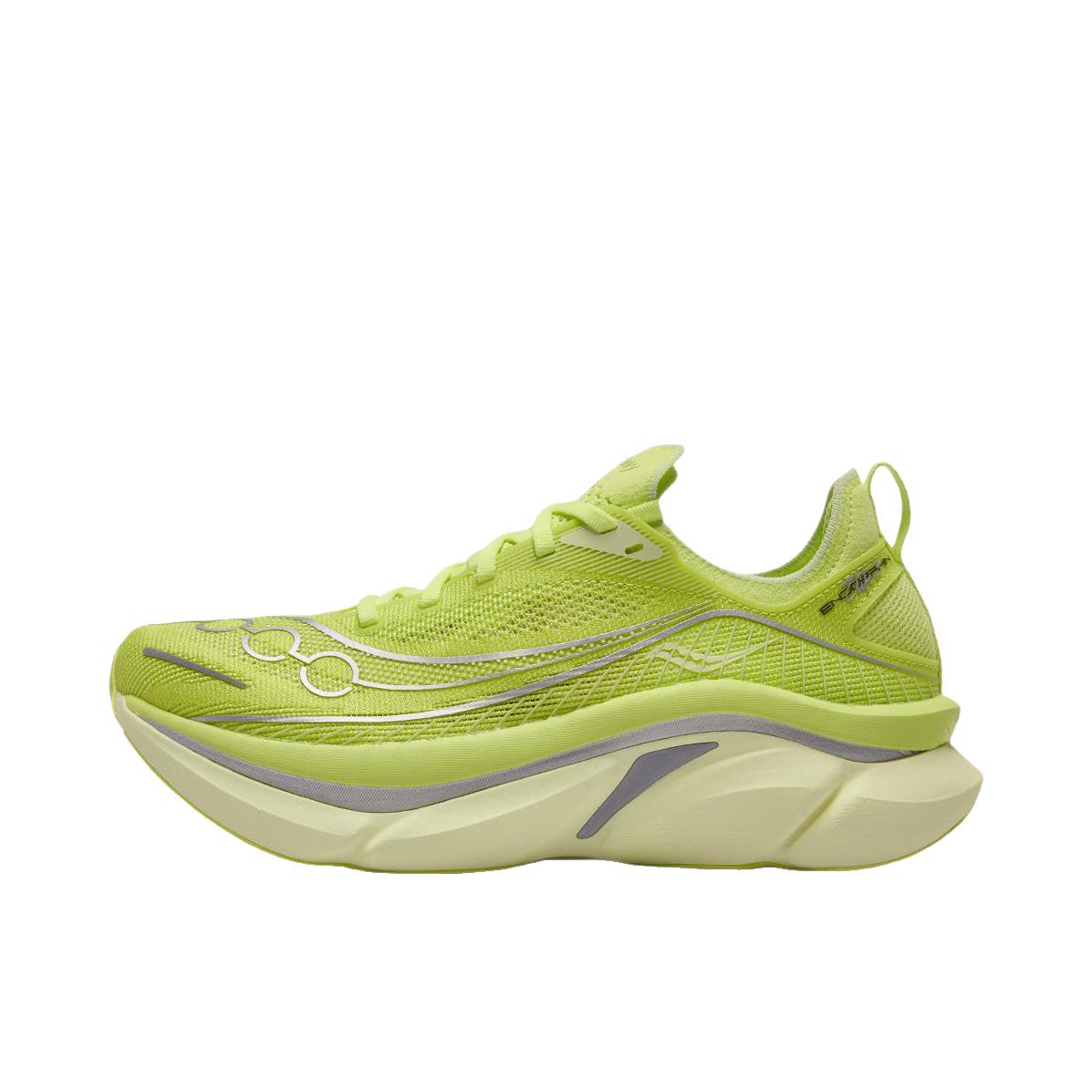 推荐商品：Saucony/索康尼 Endorphin Elite啡翼3 跑鞋 系带圆头厚底耐磨 黄色/绿色