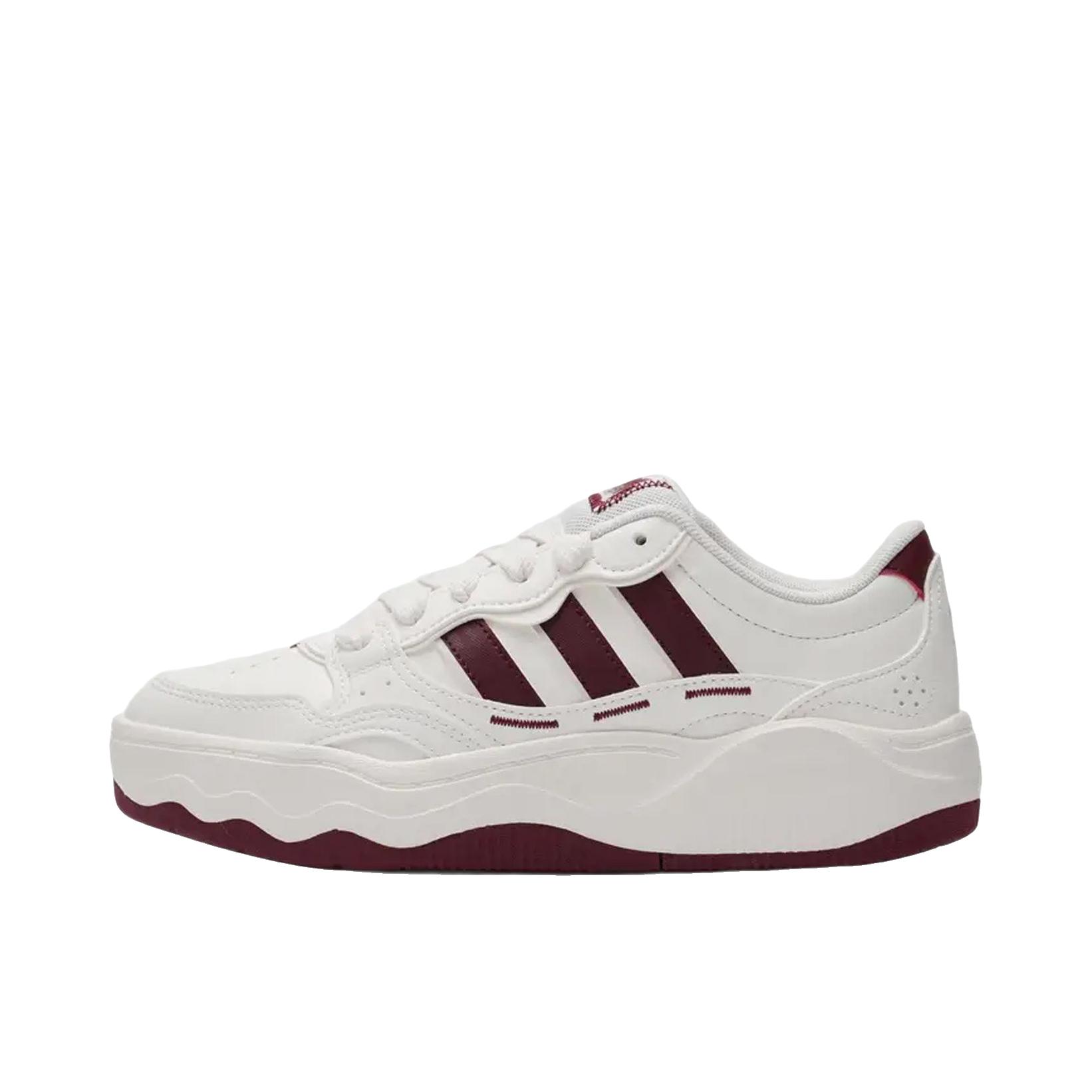 推荐商品：adidas Lite Shuffle 板鞋 时尚舒适运动潮流缓震回弹贴合增高防滑 酒红色/白色
