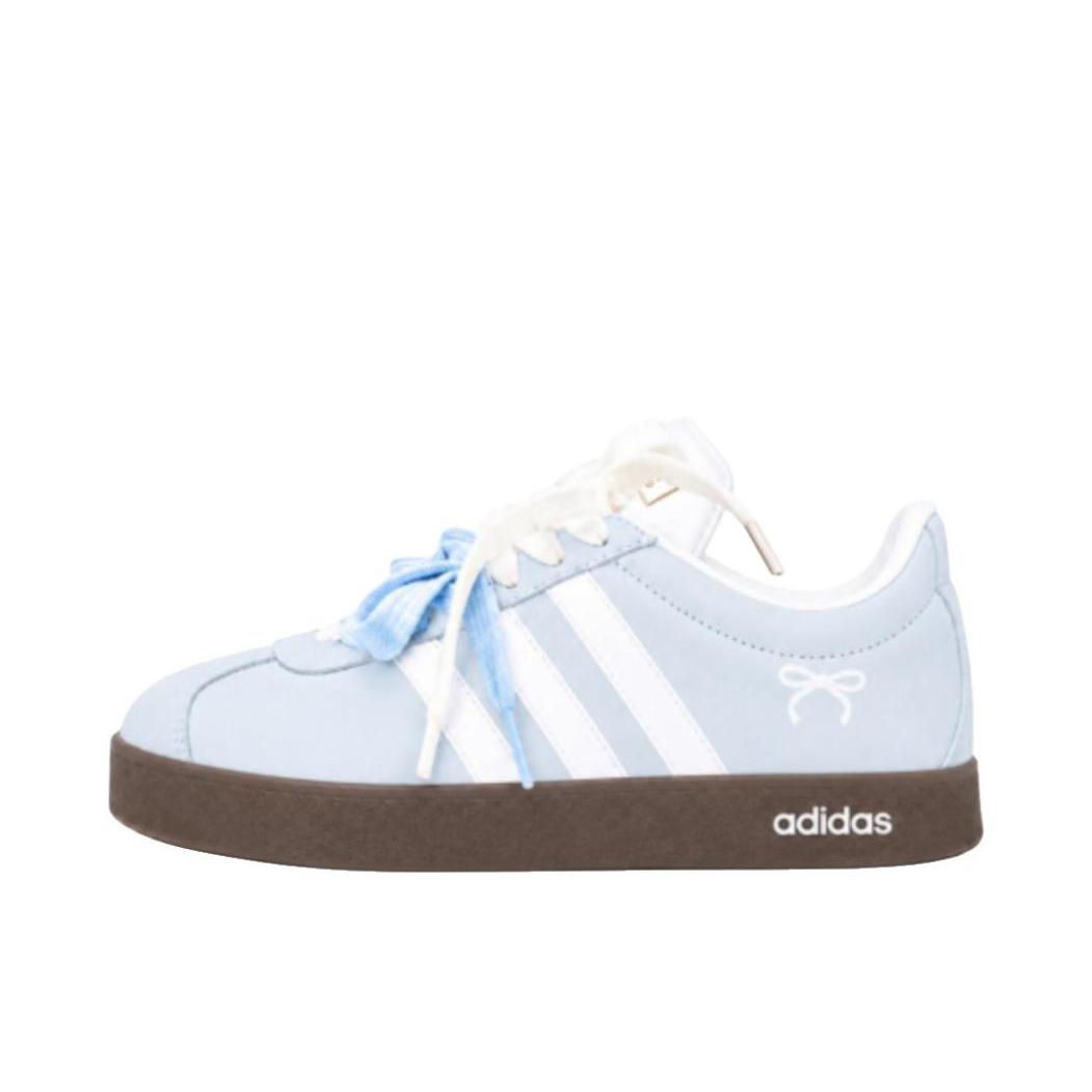 推荐商品：定制款 adidas Vl Court Classic 板鞋 复古简约学院风皮革 海盐蝴蝶结