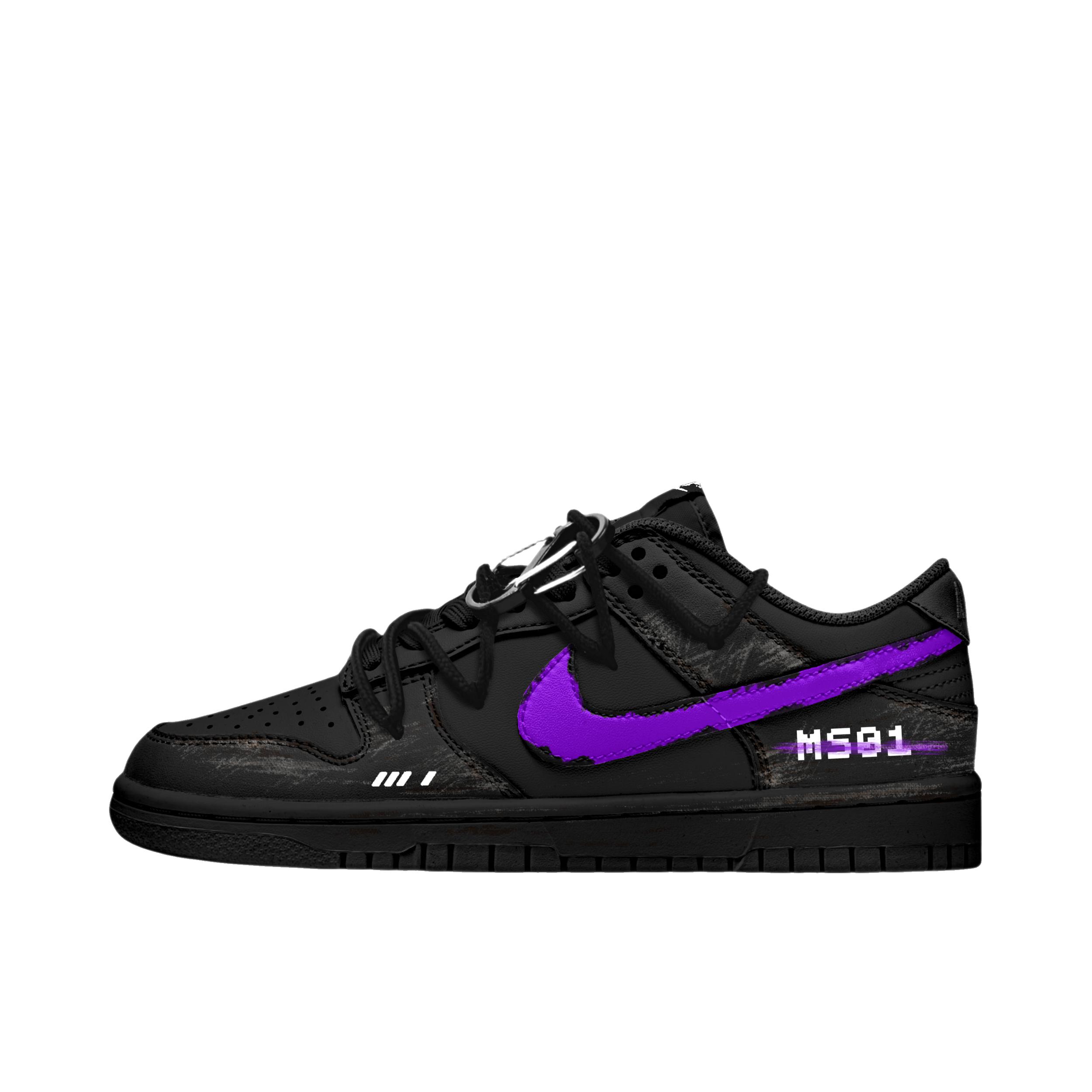 推荐商品：【定制球鞋】 Nike Dunk 板鞋 平跟系带防滑耐磨做旧高街简约百搭潮流复古美式 游戏国度紫