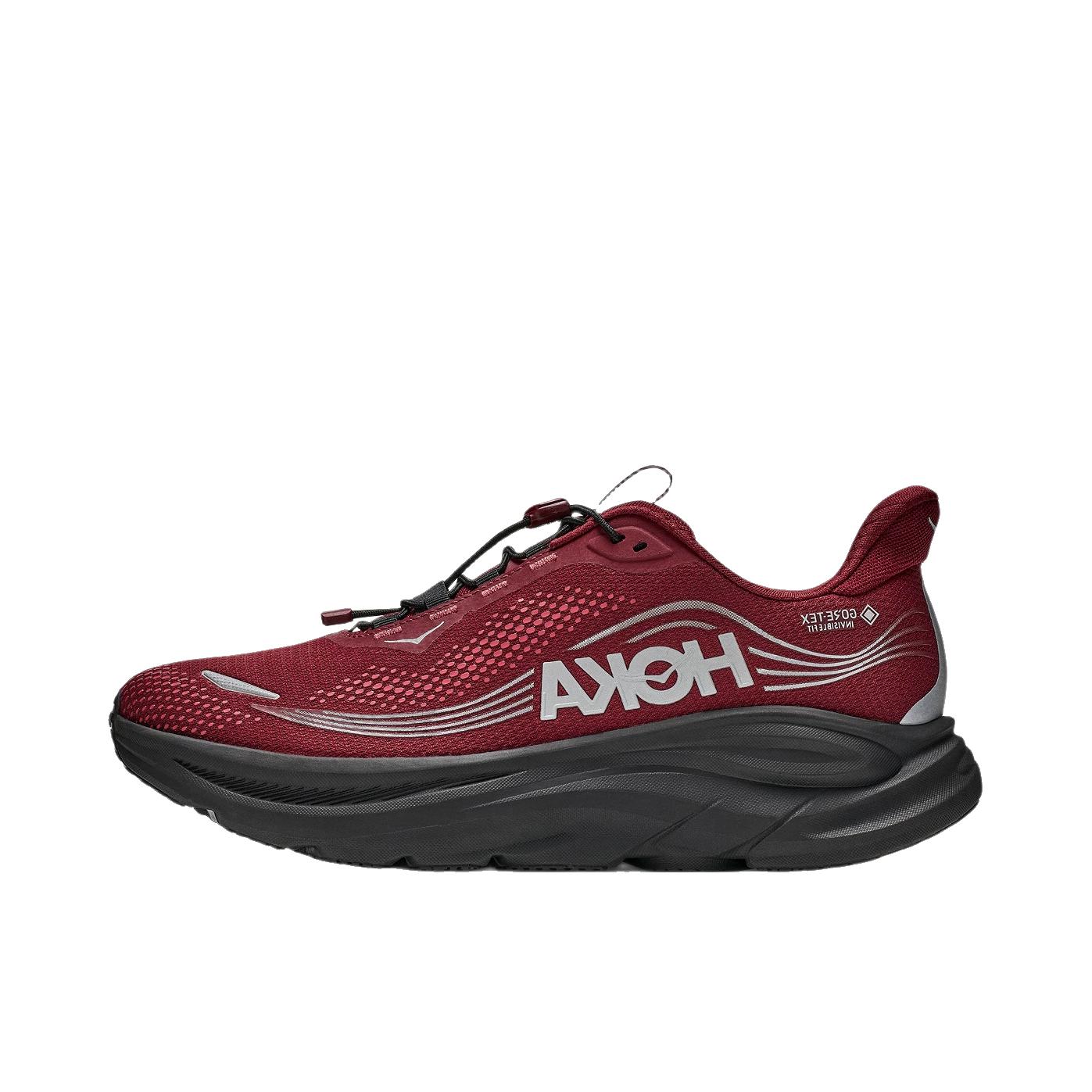 推荐商品：HOKA ONE ONE CLIFTON 11 GORE-TEX 跑鞋 防滑耐磨防水 宽版/勃艮第红/碳素黑