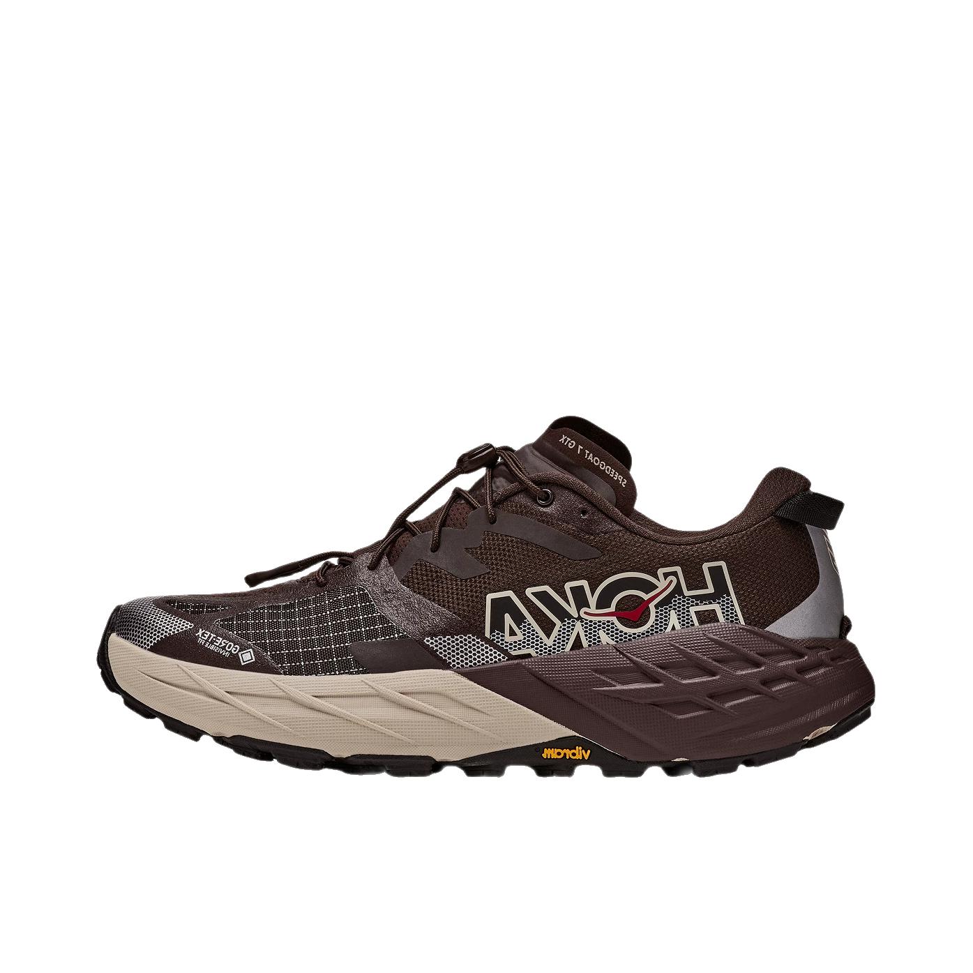 推荐商品：HOKA ONE ONE SPEEDGOAT 7 HIKE GTX 户外鞋 徒步鞋 防水越野防滑 河岩灰/暖巧克力色