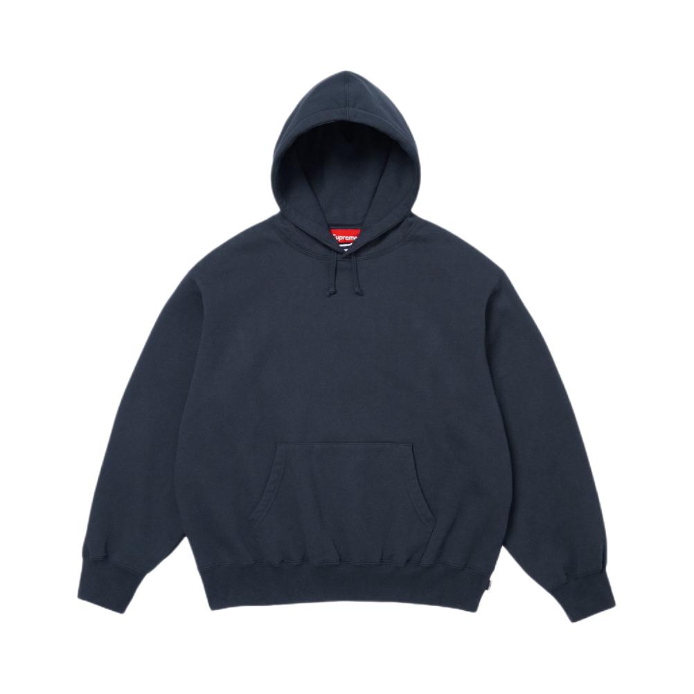 推荐商品：【Central Cee同款】Supreme Week9 Satin Appliqué Hooded Sweatshirt 后背缎面贴花抓绒加绒套头连帽卫衣 深蓝