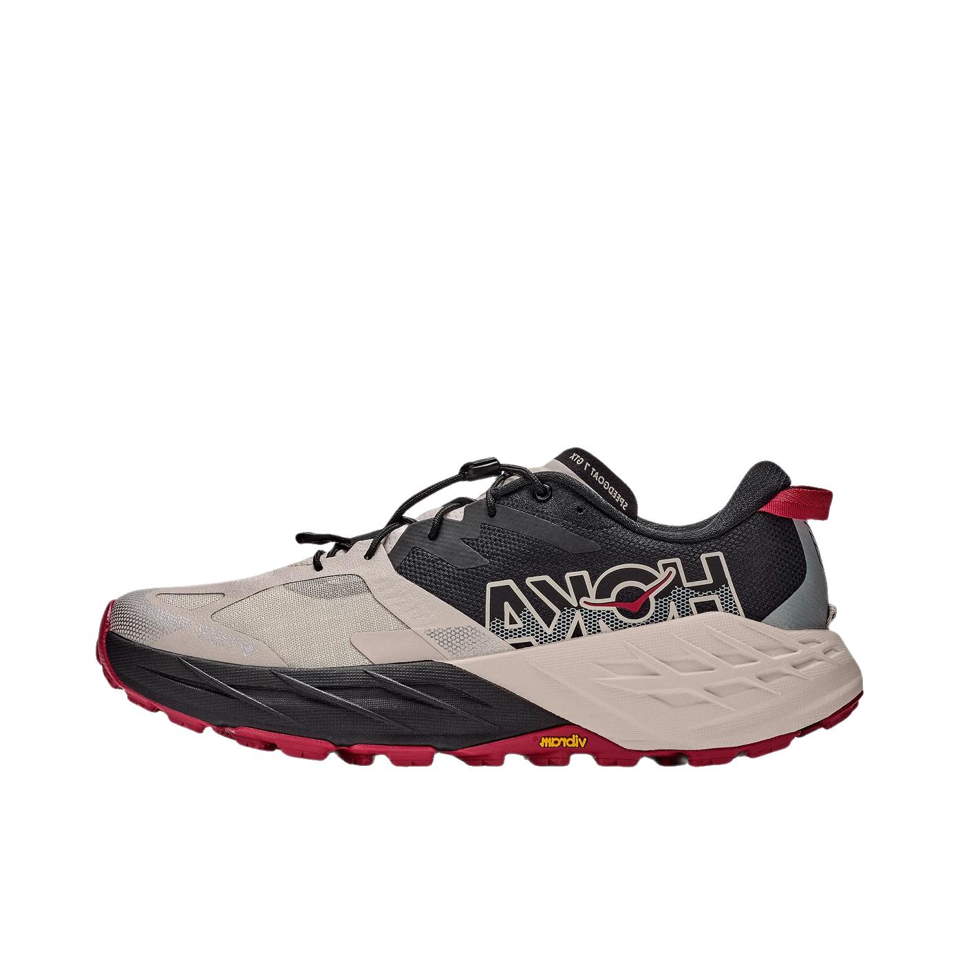 推荐商品：HOKA ONE ONE SPEEDGOAT 7 HIKE GTX 户外鞋 徒步鞋 防水越野防滑 黑色/河岩灰