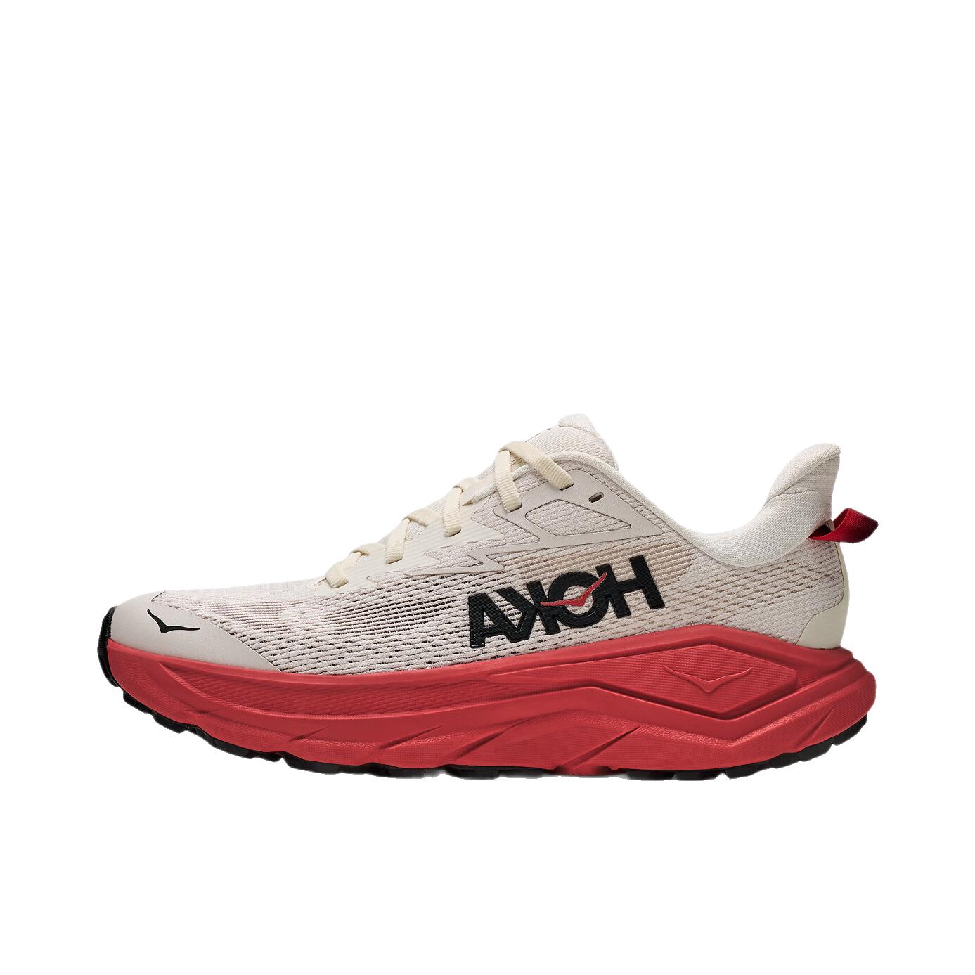 推荐商品：HOKA ONE ONE CHALLENGER 挑战者8 跑鞋 全地形户外公路抓地 雅石白/焦红色