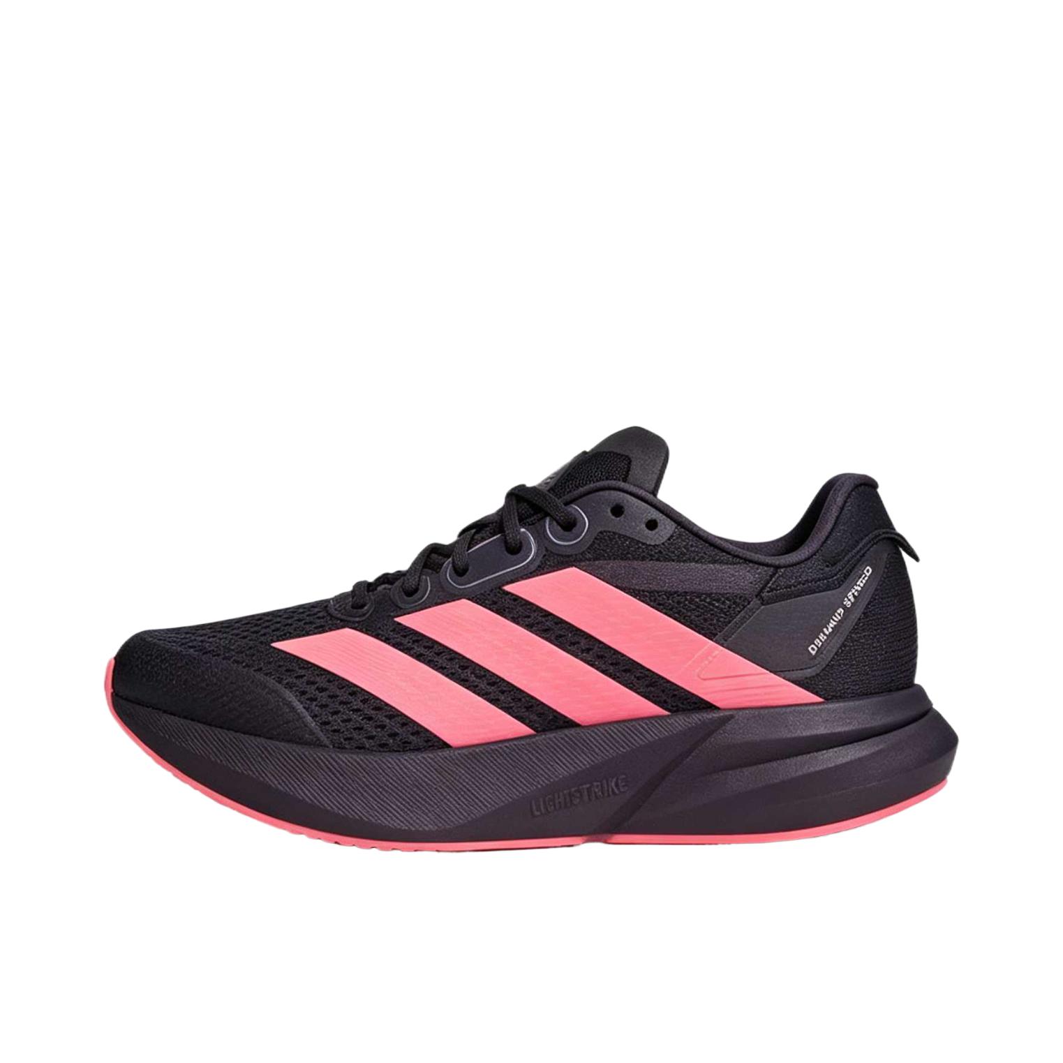 推荐商品：adidas Adizero Duramo SPEED 2 跑鞋 防滑耐磨舒适轻便低帮百搭时尚支撑备赛贴合回弹 极光黑/酸性红 