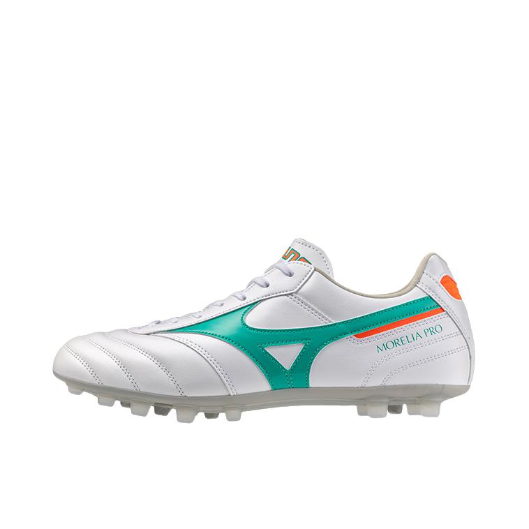 推荐商品：Mizuno/美津浓  Morelia 2 PRO AG  人工草坪 防滑耐磨 轻便透气 短钉 袋鼠皮 胶质  足球鞋 白色