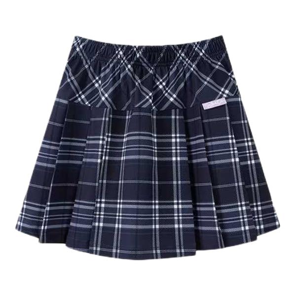 推荐商品：361°/361度童装 松紧梭织格子半身短裙 女中大童 K62533506 深铅蓝