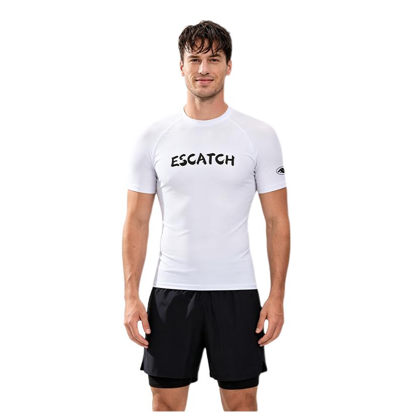 推荐商品：ESCATCH 防晒防尴尬抗氯泳衣 YYY1 白短袖+黑泳裤