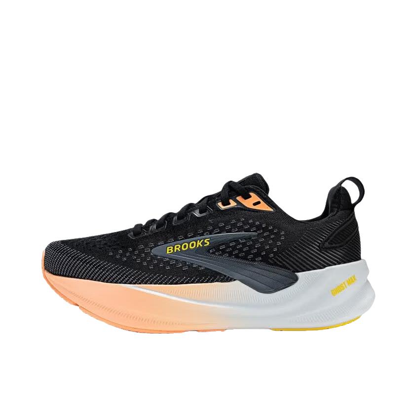 推荐商品：Brooks/布鲁克斯 Ghost Max 4 跑鞋 系带舒适 黑色/浅灰蓝/桃粉色
