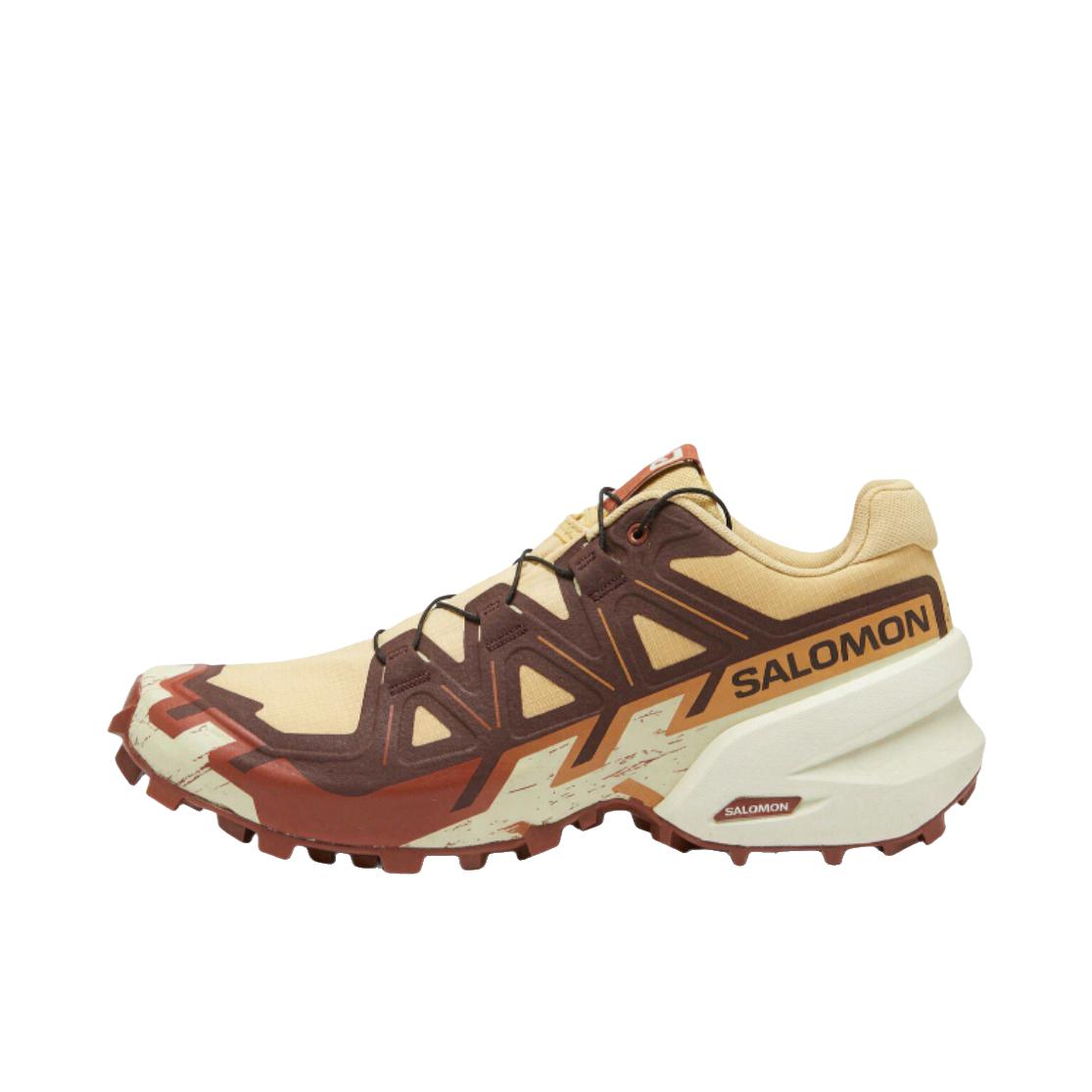 推荐商品：Salomon/萨洛蒙 Speedcross 6 户外鞋 徒步鞋 越野跑鞋 支撑防水抓地包裹贴合减震网布透气全地形织物 棕色/黄色