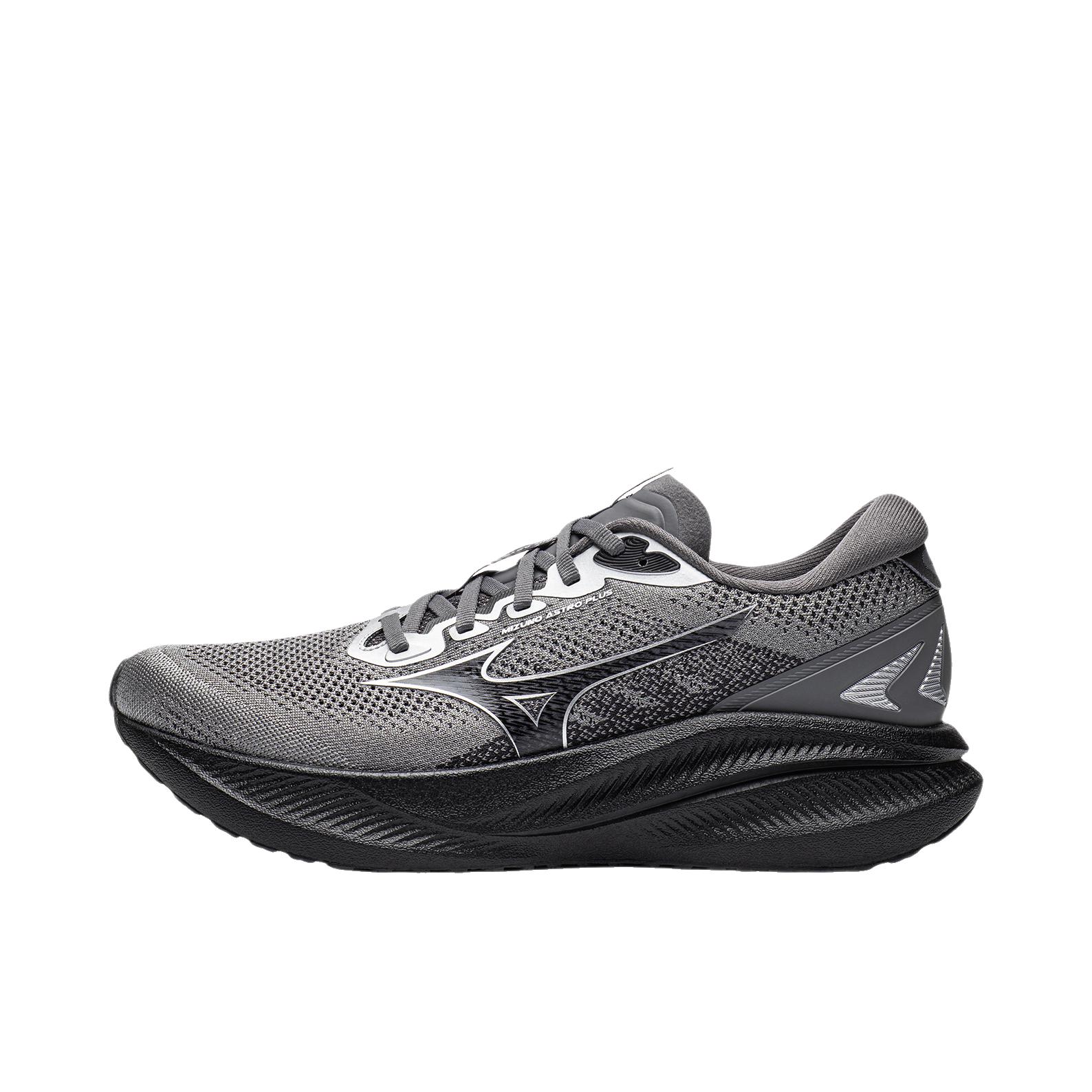推荐商品：Mizuno/美津浓 ASTRO PLUS II 慢跑鞋 跑鞋 进阶厚底缓震防滑耐磨 碳浅灰/酱黑色/银色