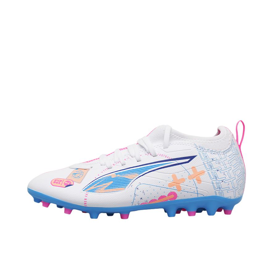 推荐商品：Puma/彪马 Ultra 5 MATCH MG 人造草坪 短钉 足球鞋 白色/粉色/蓝色