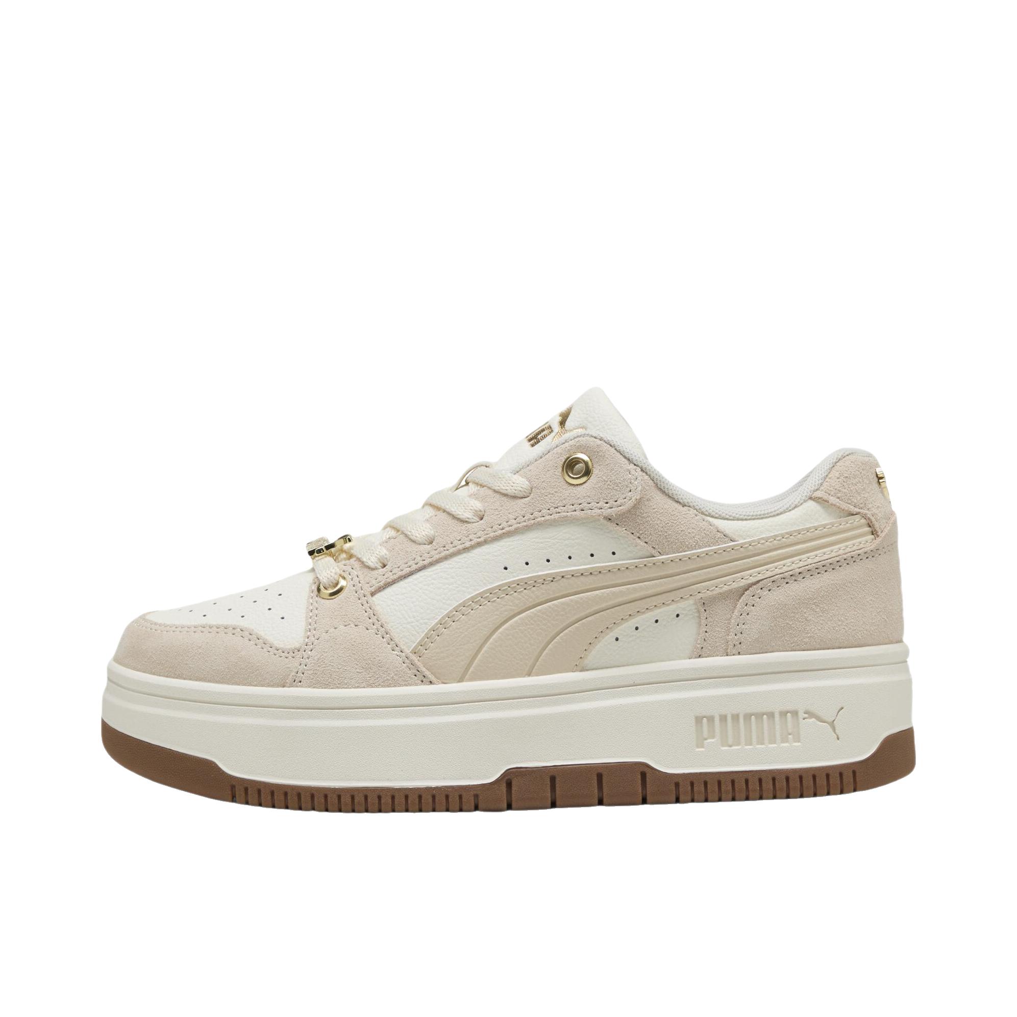 推荐商品：Puma/彪马 REBOUND FEMME LOW MEMOIRES 板鞋 透气复古增高厚底松糕鞋 女款/浅米色/白色