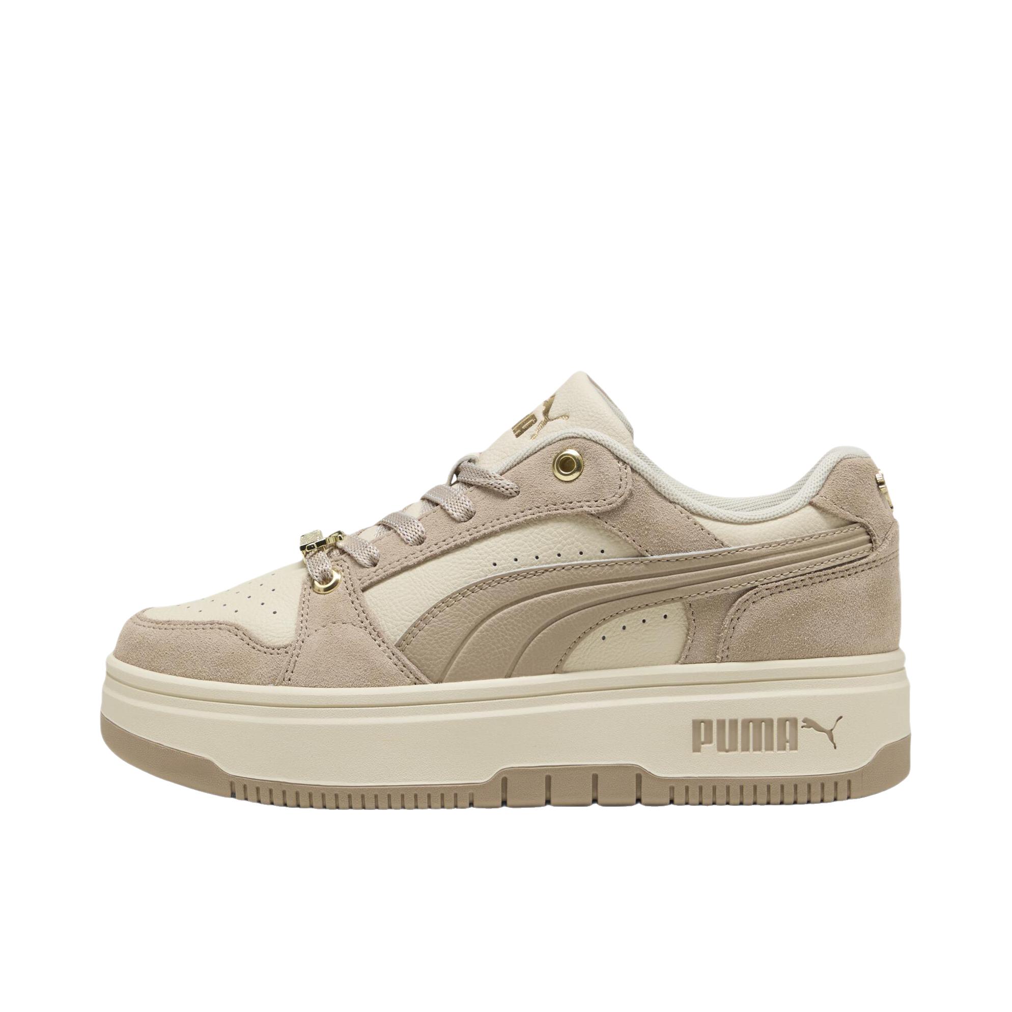 推荐商品：Puma/彪马 REBOUND FEMME LOW MEMOIRES 板鞋 透气复古增高厚底松糕鞋 女款/卡其色/米色/白色