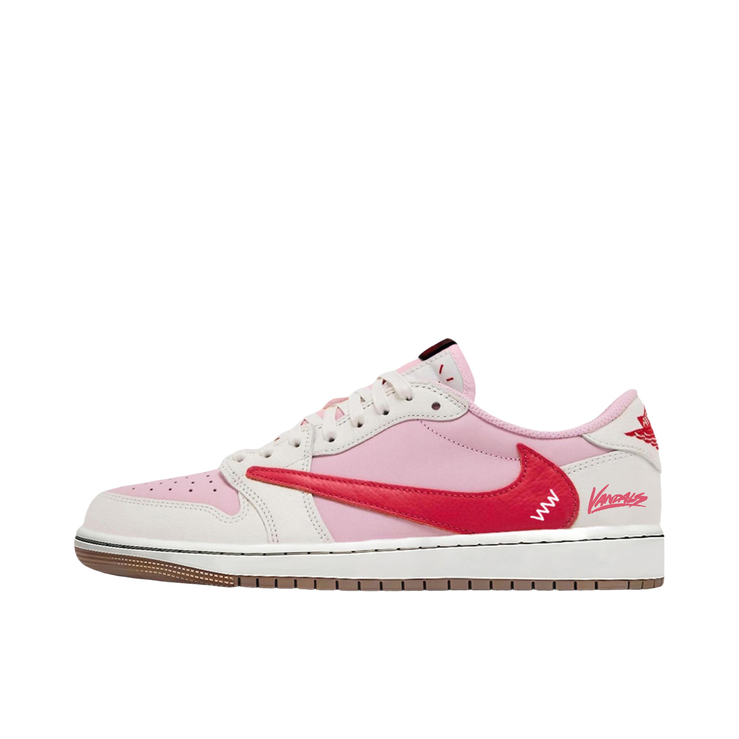 推荐商品：【定制球鞋】Air Jordan 1 减震 耐磨 透气 平跟 复古 潮流 简约 包裹性 防滑 轻便 支撑 增高 板鞋 Travis Scott联名款/甜心倒钩