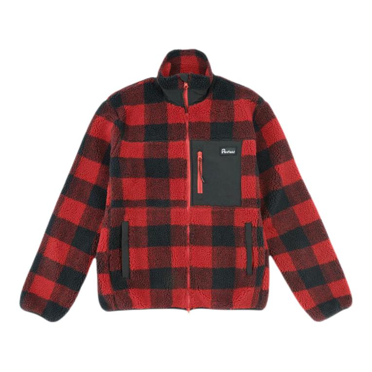 推荐商品：Penfield 落肩袖拉链格子合身长袖夹克 PFD0246-023 红黑