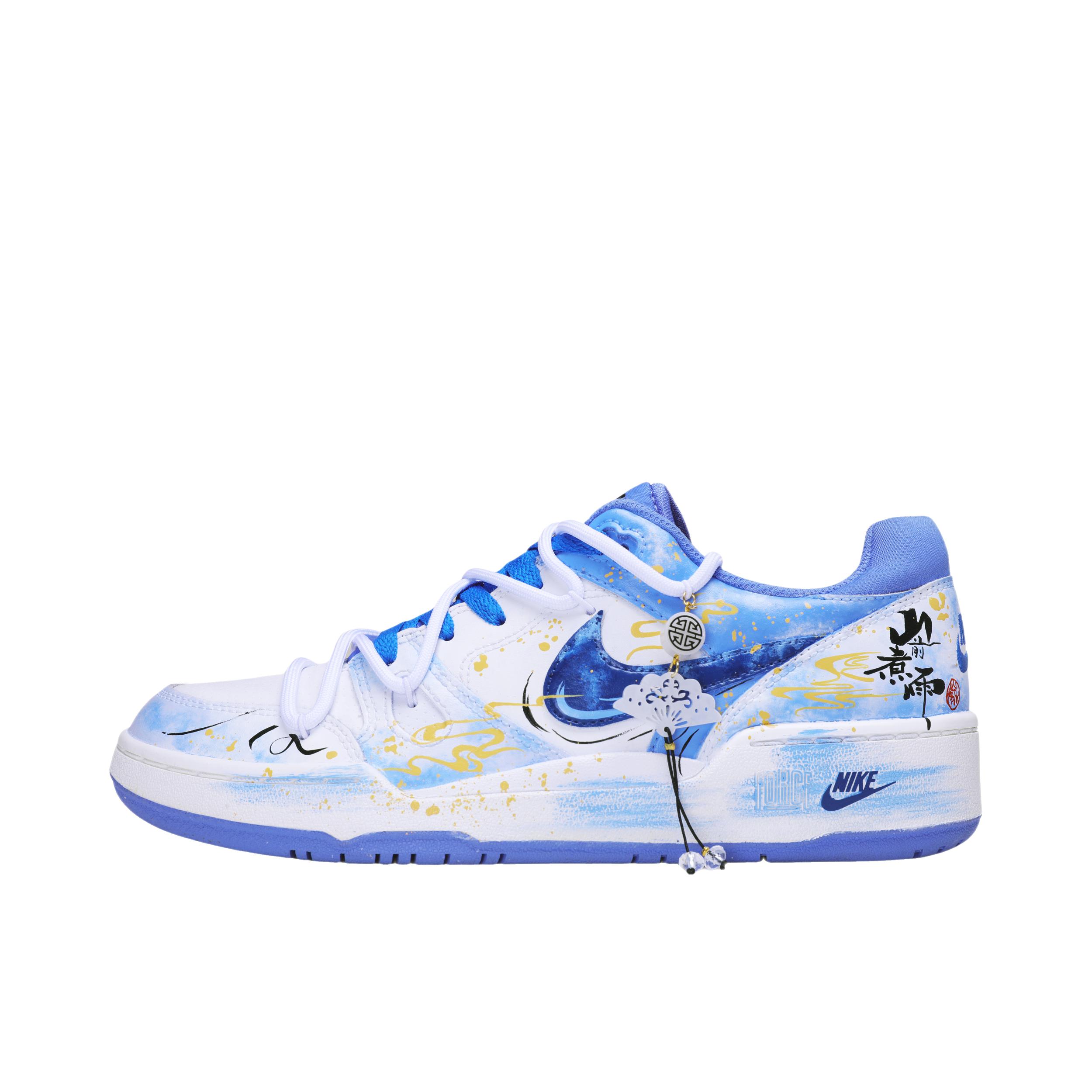 推荐商品：【定制球鞋】Nike Full Force 板鞋 合成革防水防滑耐磨国潮风美式 大童/山河绘