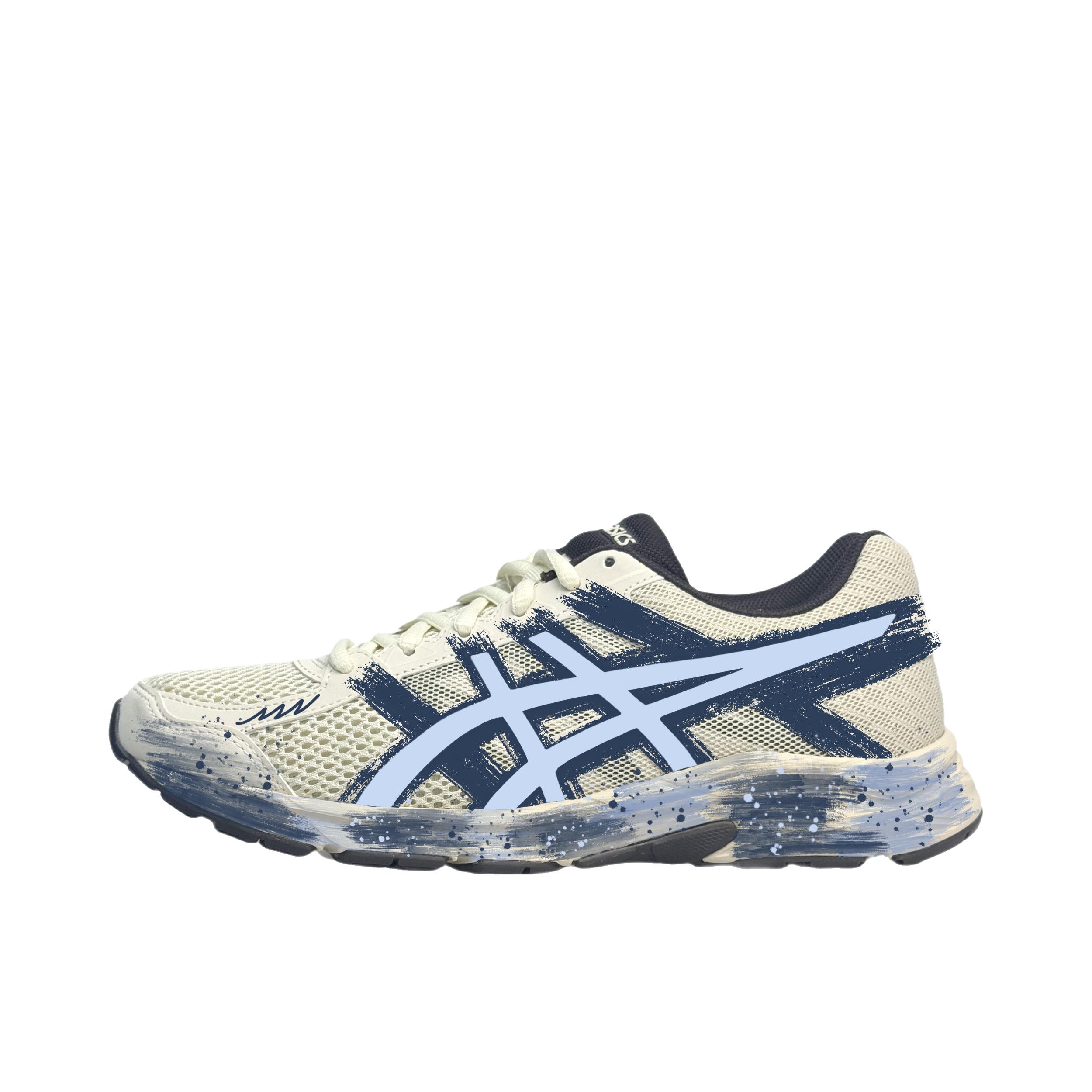 推荐商品：【定制球鞋】 Asics/亚瑟士 Gel-Contend 4 跑鞋 复古百搭防滑耐磨减震透气舒适低帮短跑长跑包裹性 浅蓝墨屿