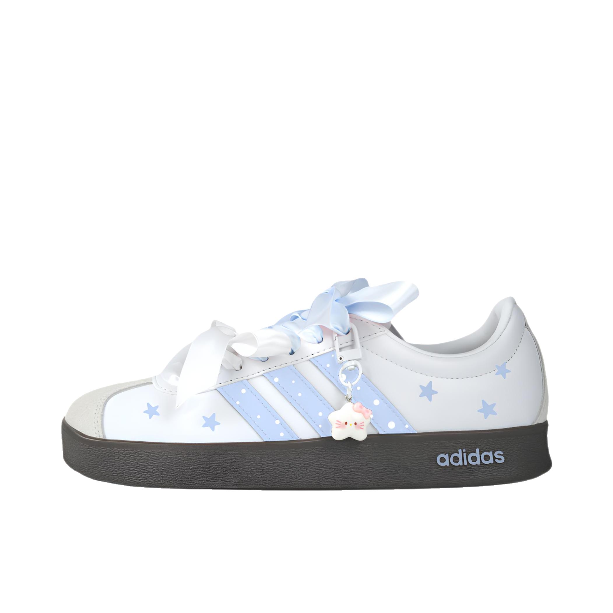 推荐商品：定制款 adidas Vl Court Classic 板鞋 复古简约学院风皮革 蓝星星