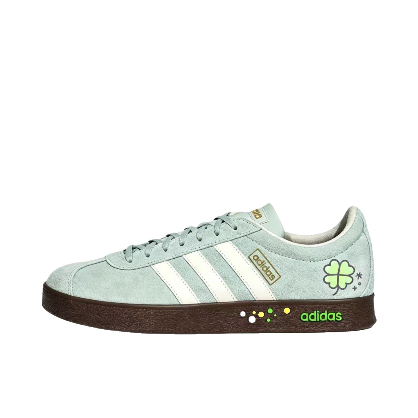 推荐商品：定制款 adidas Vl Court Classic 板鞋 复古简约学院风皮革 青雾幸运草