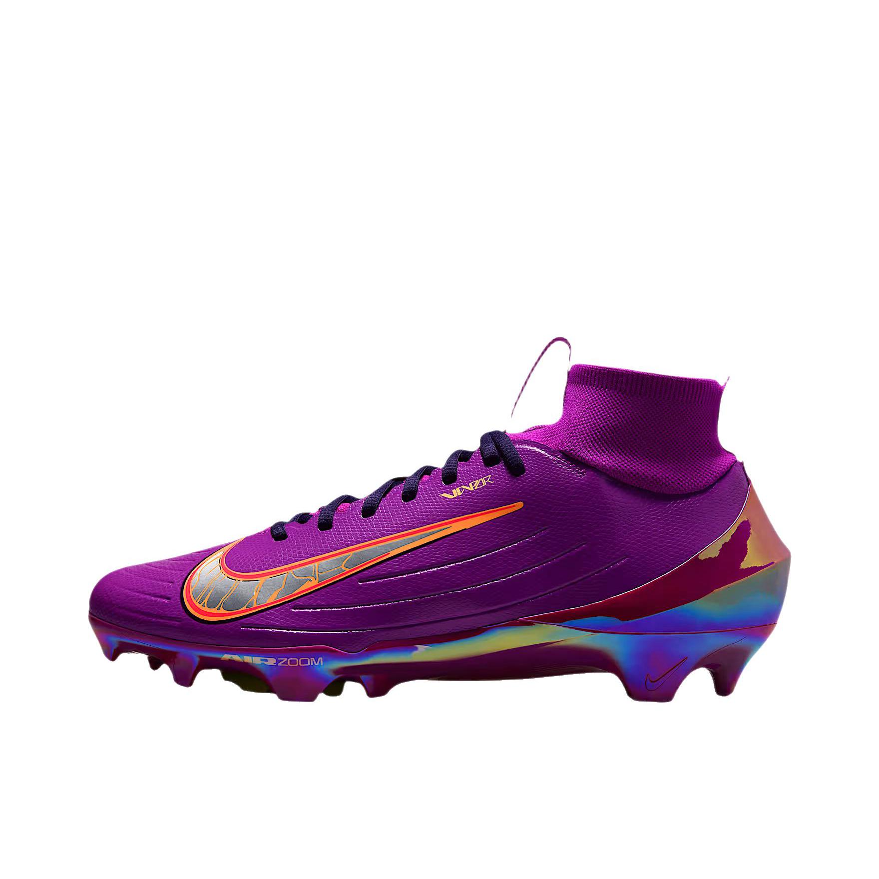 推荐商品：Nike Vapor Pro 足球鞋 厚底圆头舒适百搭 鲜艳紫色/橙色脉冲/橘色色调/金属银色