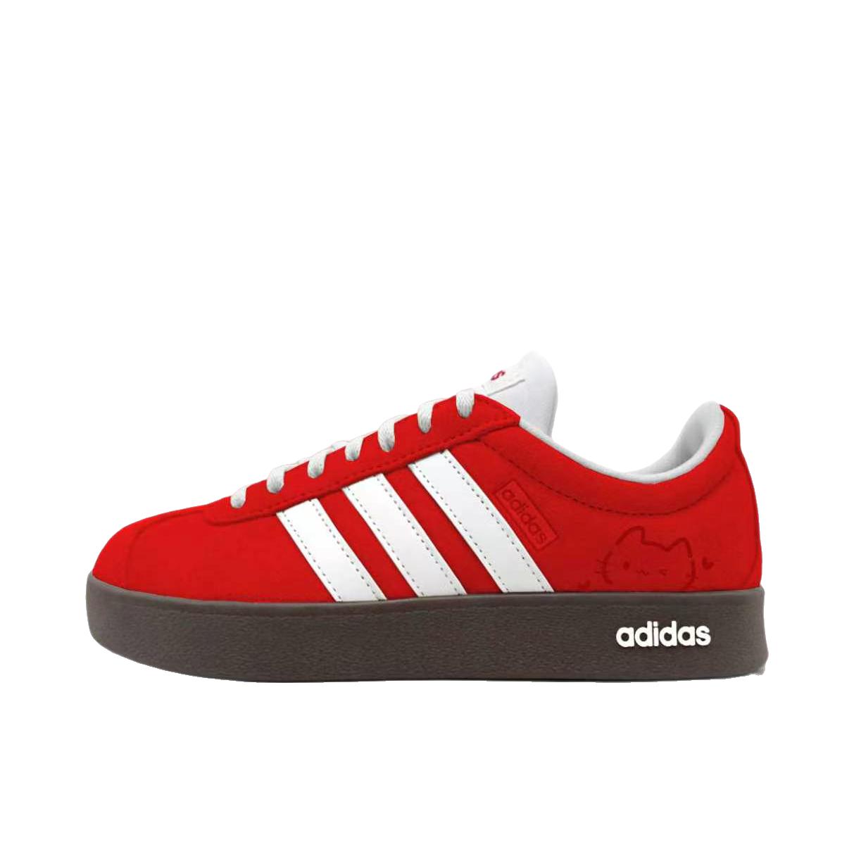 推荐商品：定制款 adidas Vl Court Classic 板鞋 复古简约学院风皮革 红色