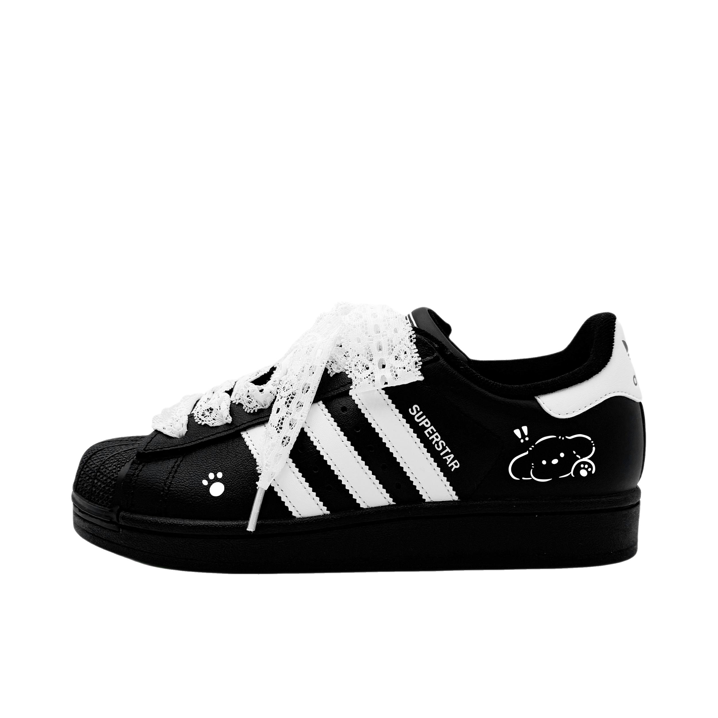 推荐商品：定制款 adidas Originals Superstar 2 板鞋 防滑减震低帮系带 大童/蕾丝小狗