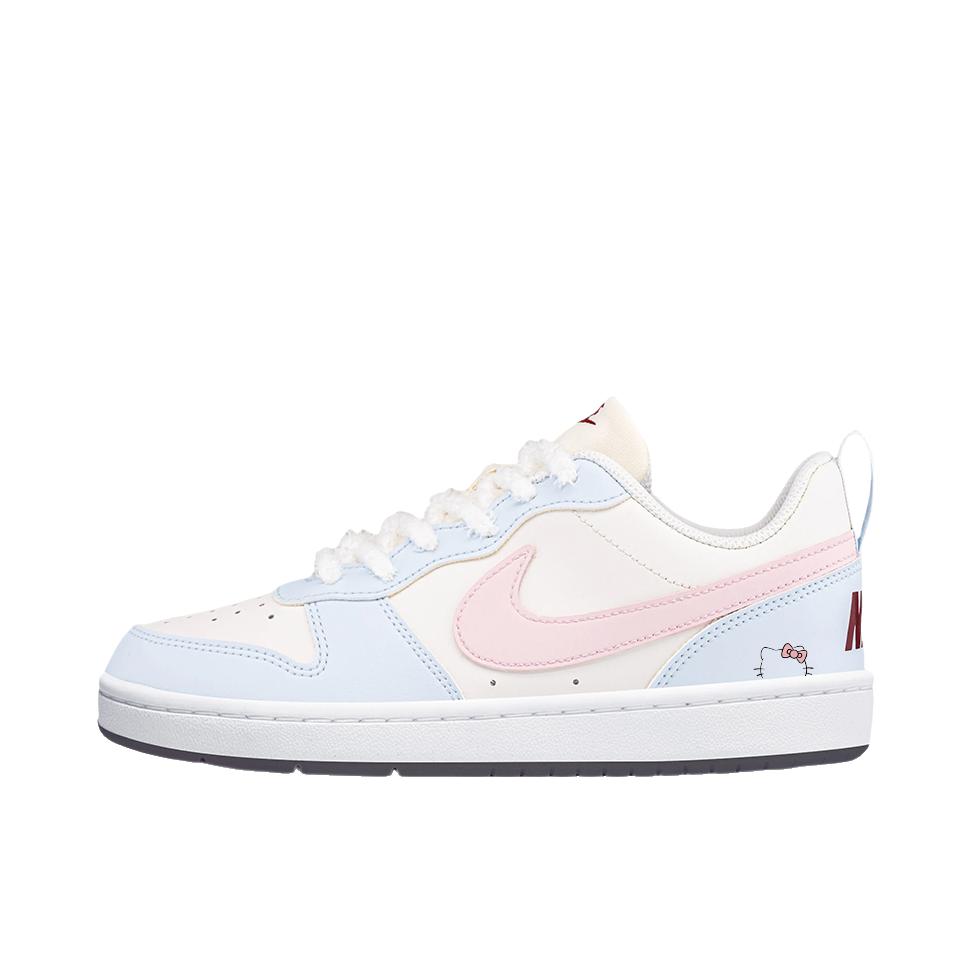 推荐商品：【定制球鞋】 Nike Court Borough 板鞋 防滑防水轻便减震手绘减龄做旧甜酷高街合成革甜妹包裹性复古婚鞋增高小白鞋薄底秋冬脏脏鞋 女款/海盐小猫