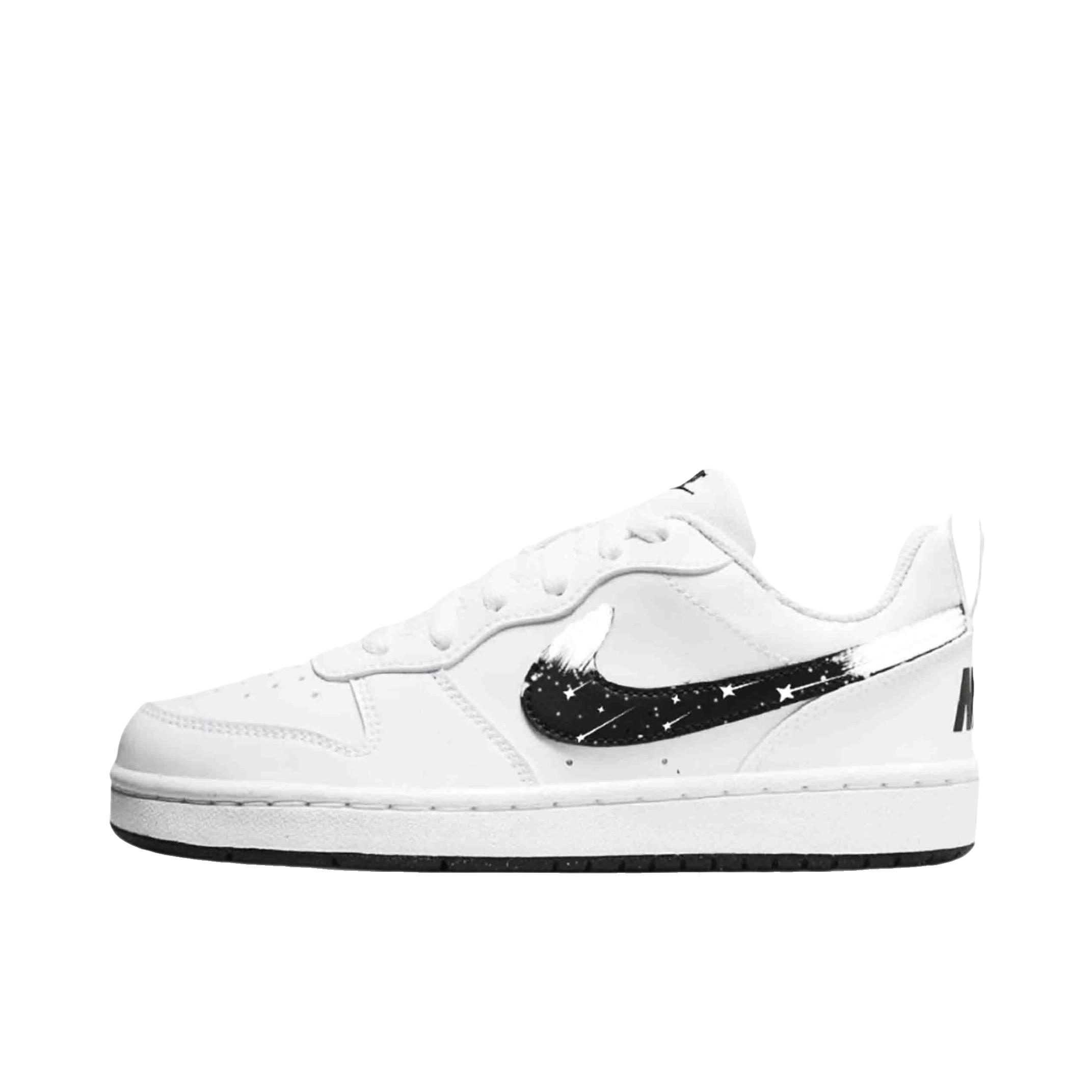推荐商品：【定制球鞋】 Nike Court Borough 板鞋 防滑防水轻便减震手绘减龄做旧甜酷高街合成革甜妹包裹性复古婚鞋增高小白鞋薄底秋冬脏脏鞋 GS款/雪山流星