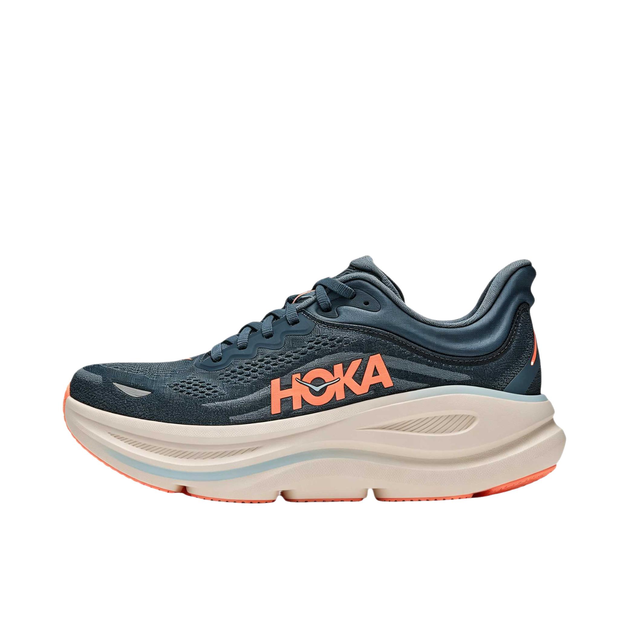推荐商品：HOKA ONE ONE Bondi 9 越野跑鞋 防滑耐磨缓震透气低帮舒适百搭 褪色/藏青色/石板蓝