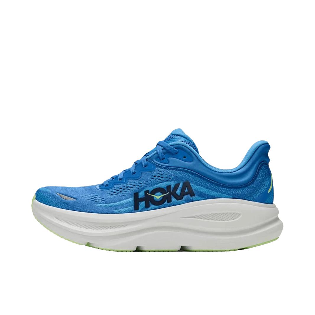 推荐商品：HOKA ONE ONE Bondi 9 越野跑鞋 防滑耐磨缓震透气低帮舒适百搭 蓝色/奶白色